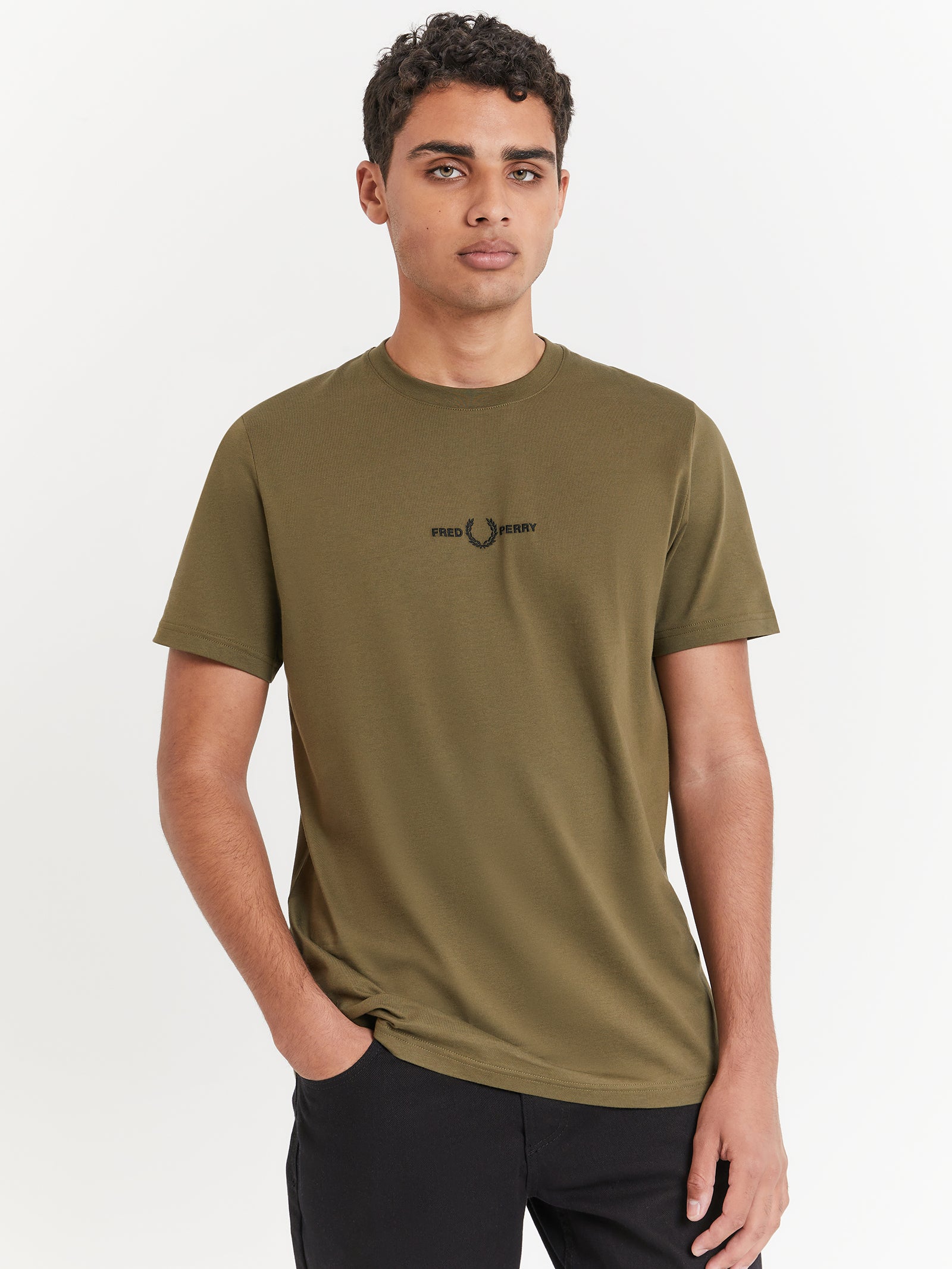 Embroidered T-Shirt in Field Green