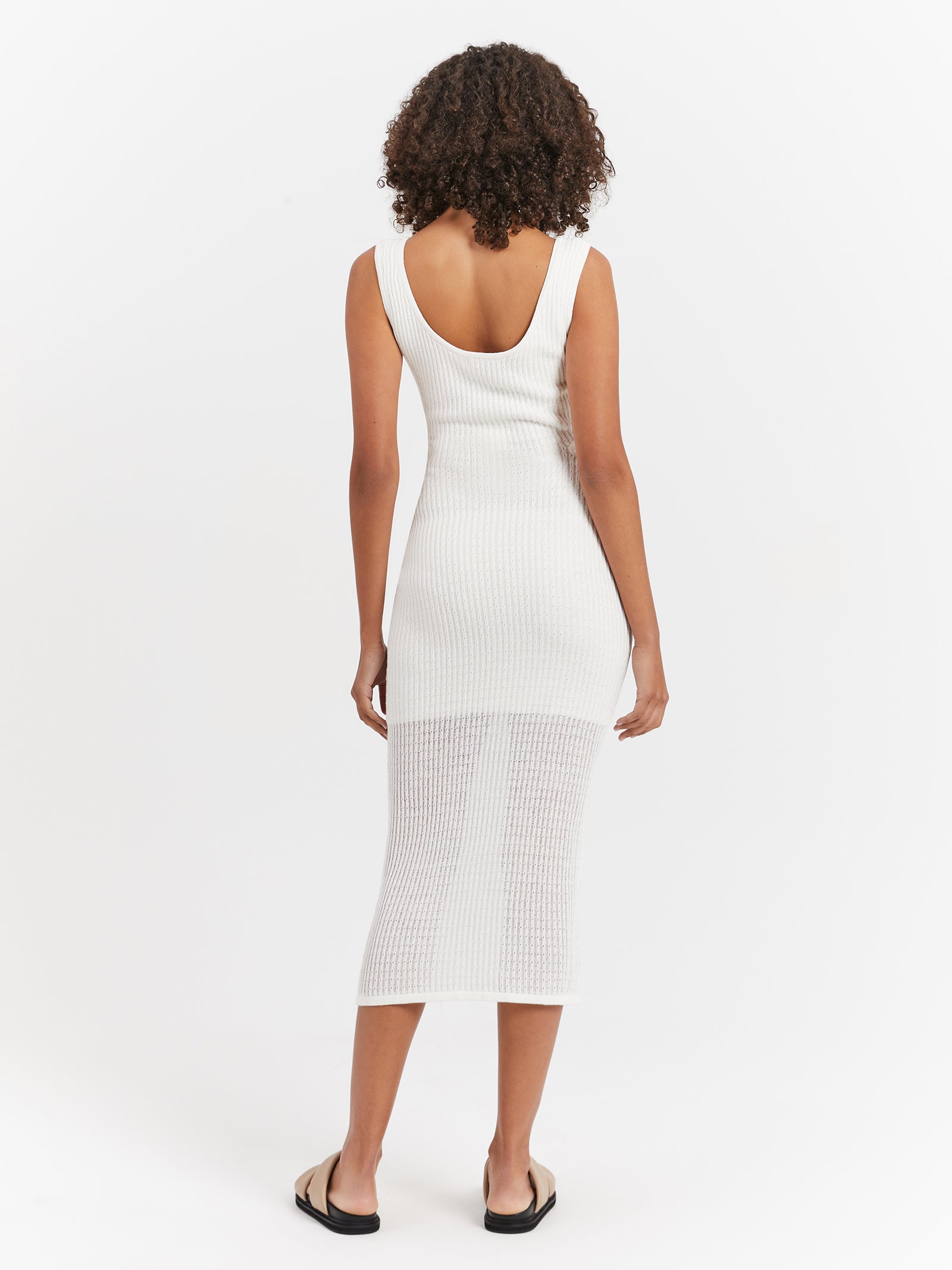 Alani Knit Midi Dress in Off White