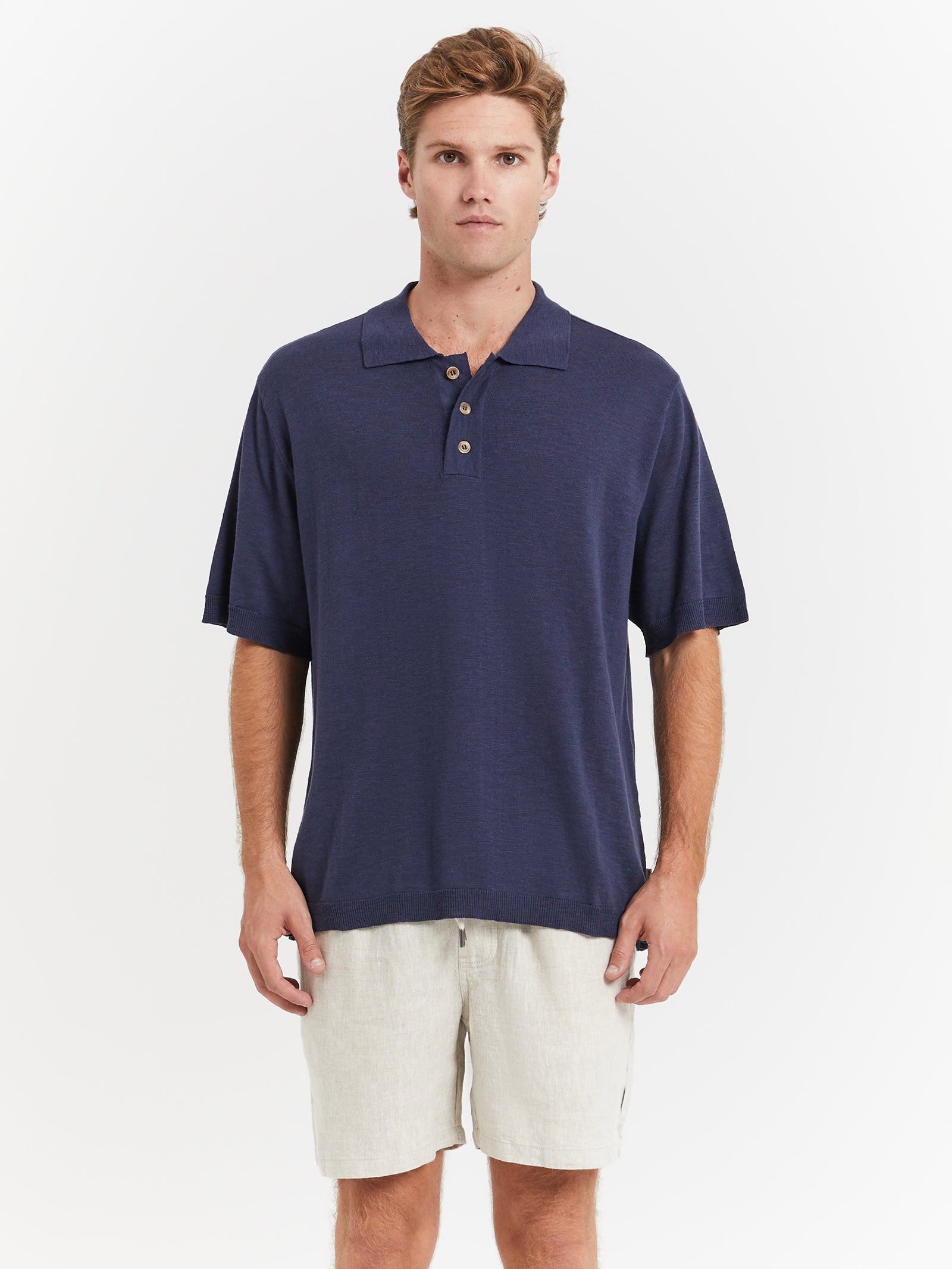 Ollie Knit Polo in Navy