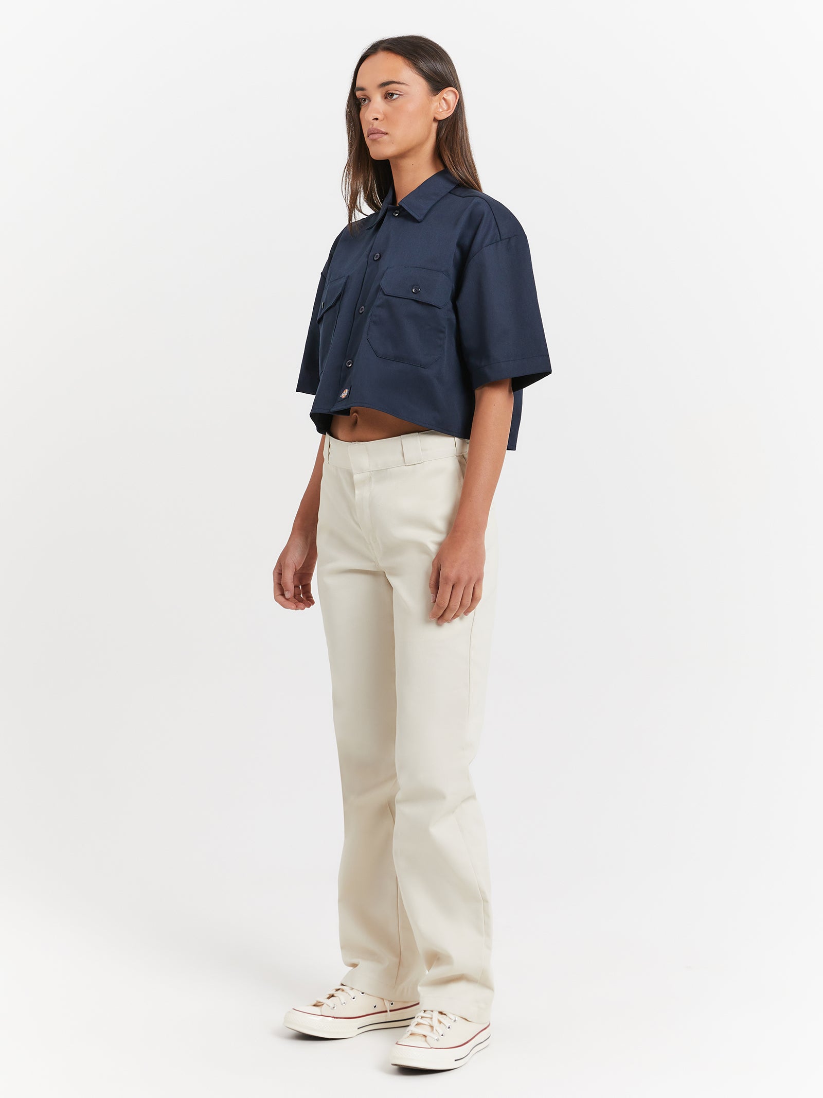 Cropped Work Shirt in Dark Navy