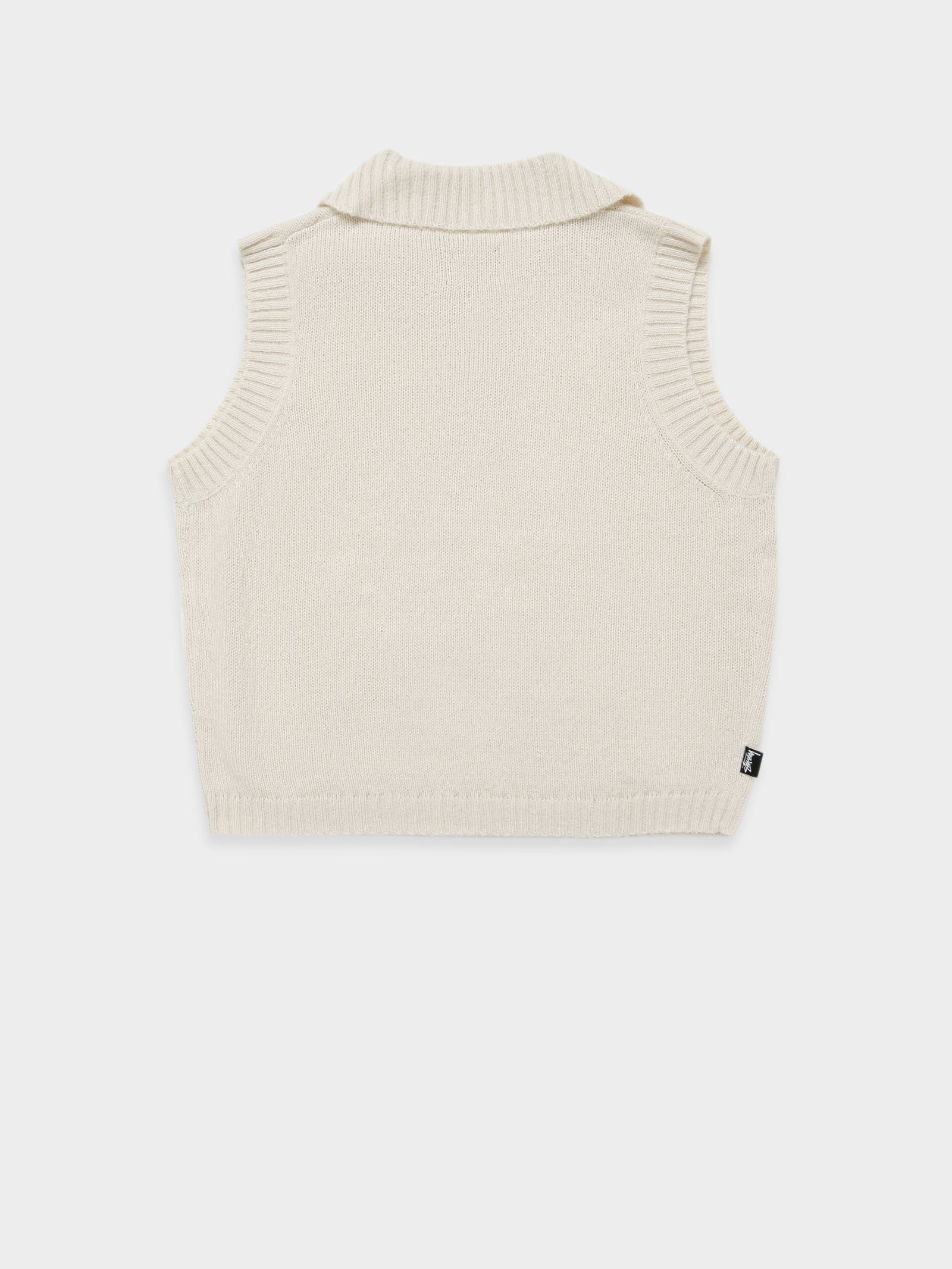 Graffiti Collared Knit Vest in Cream