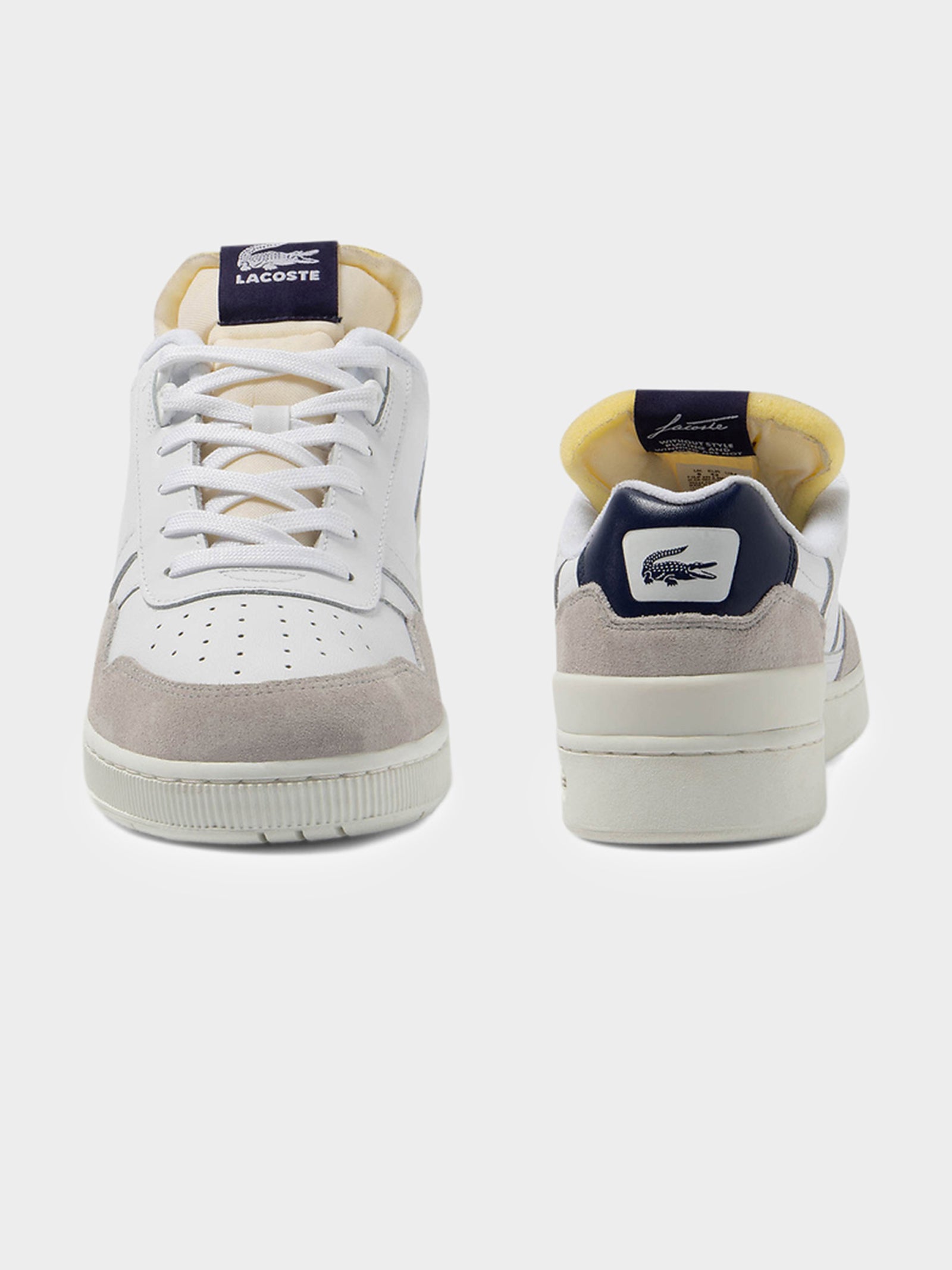 Mens T-Clip Trim Sneakers in White & Navy