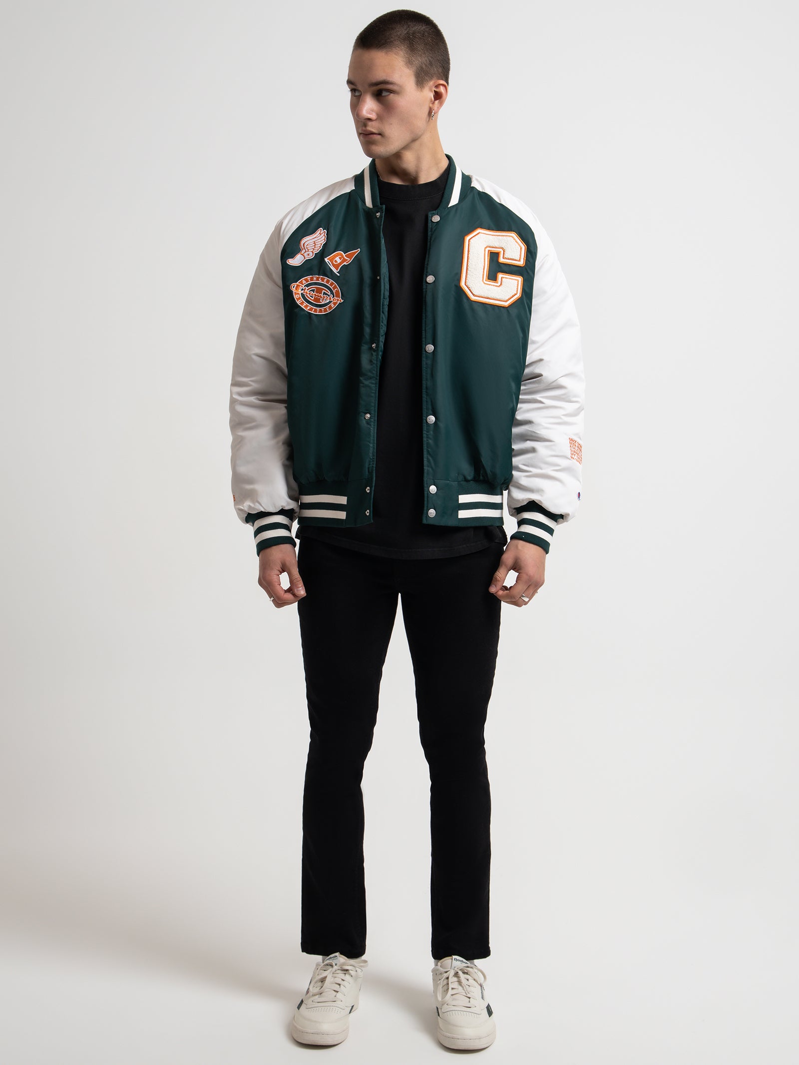 Re:Bound Clubhouse Varsity Jacket in Midfield Green