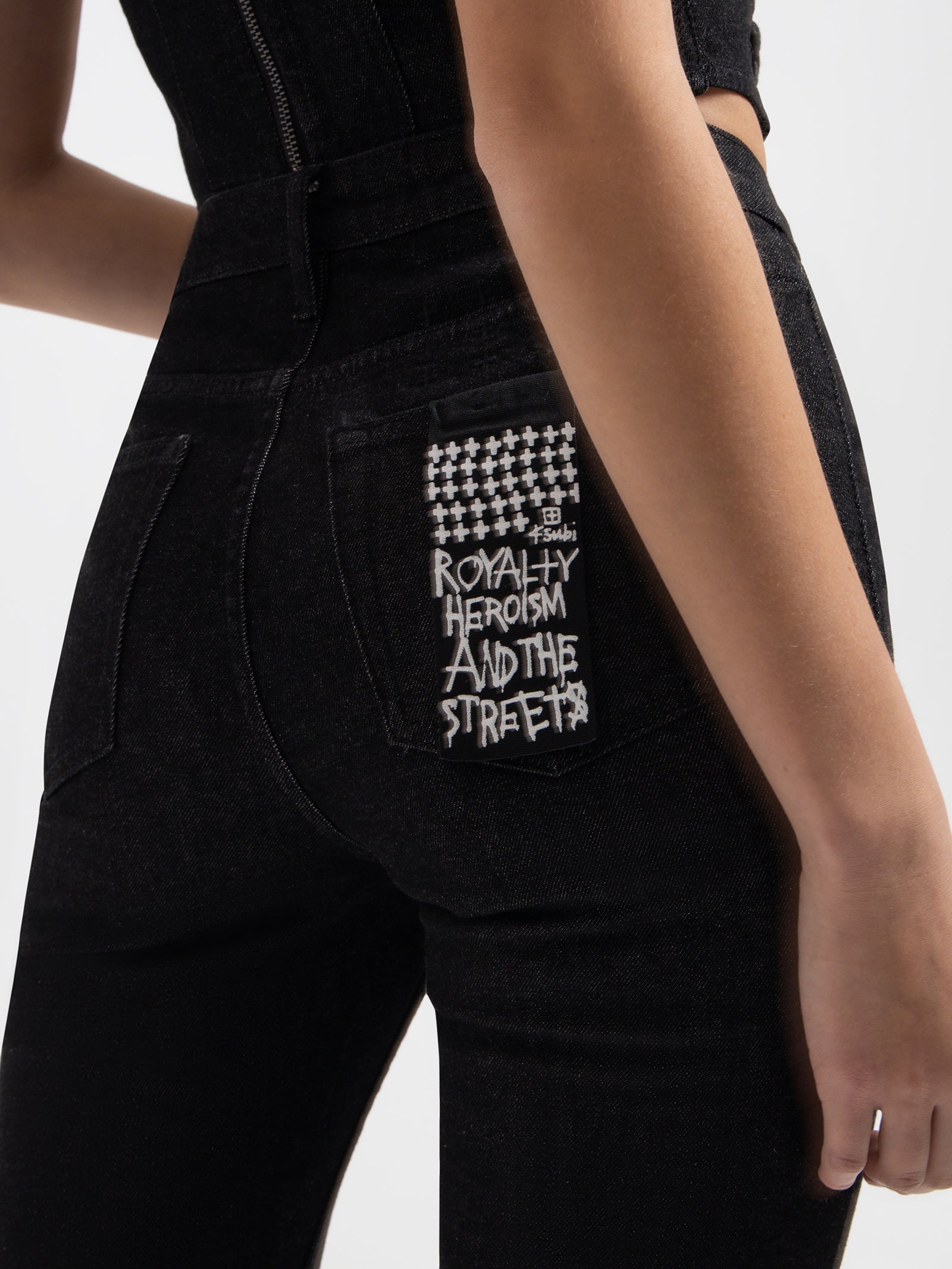 Soho Laced Denim Jeans in Ebony Black