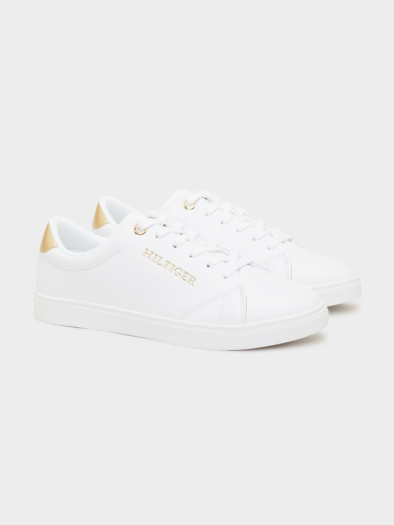 Womens Cupsole Trainers in White & Gold