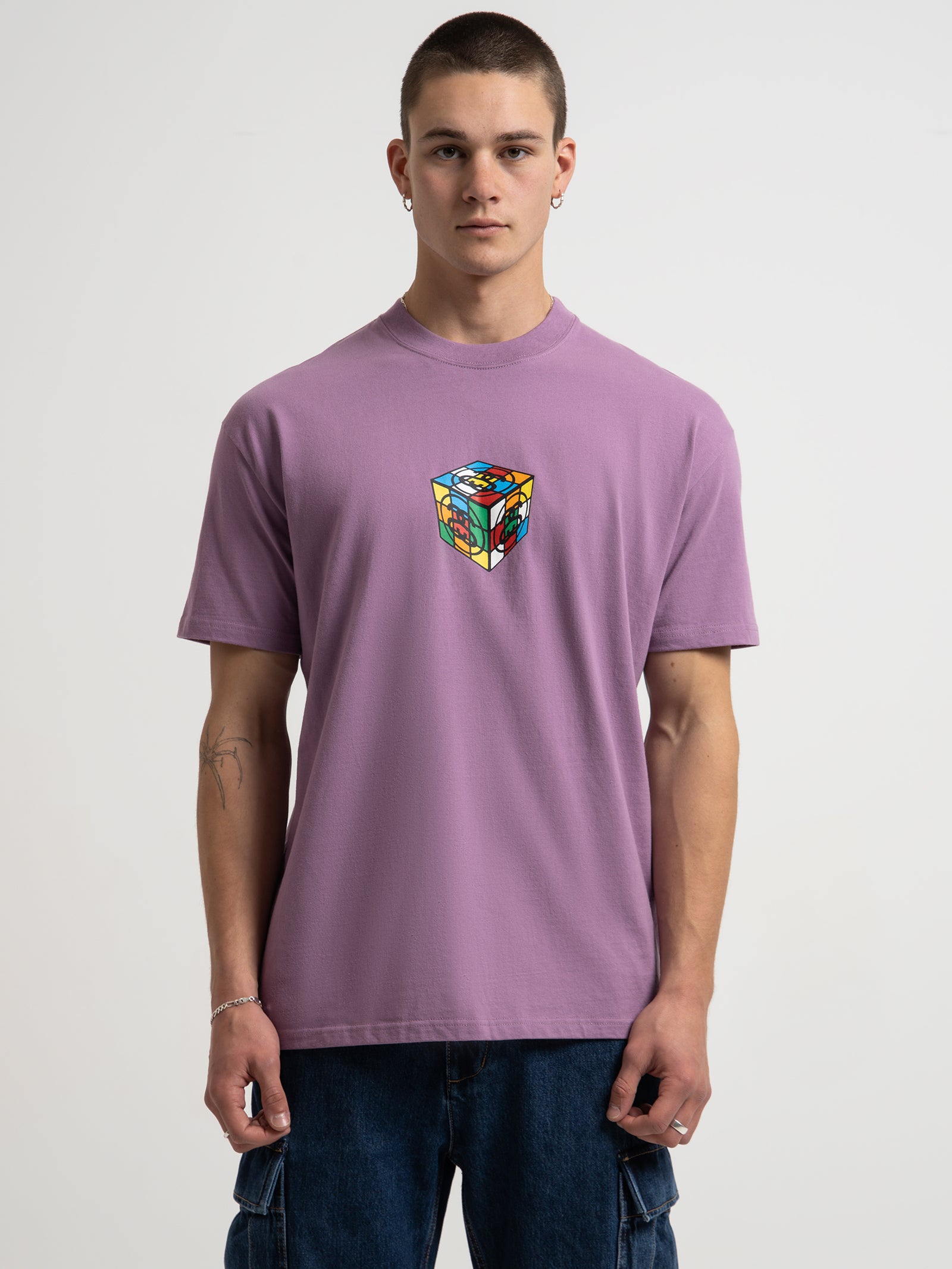 Cube Heavyweight Short Sleeve T-Shirt in Solid Orchid