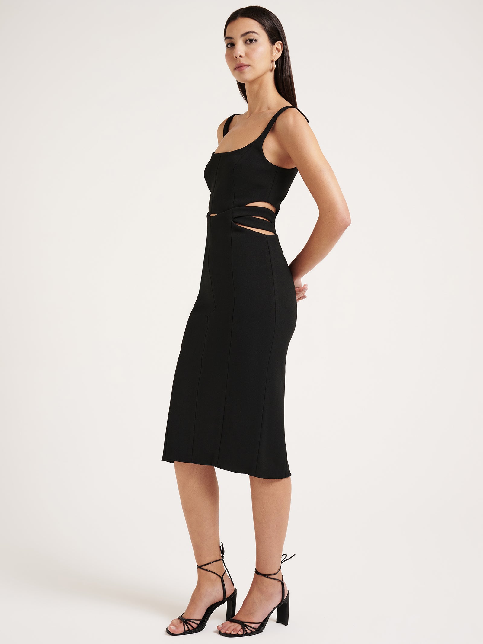 Saige Bonded Midi Dress in Black