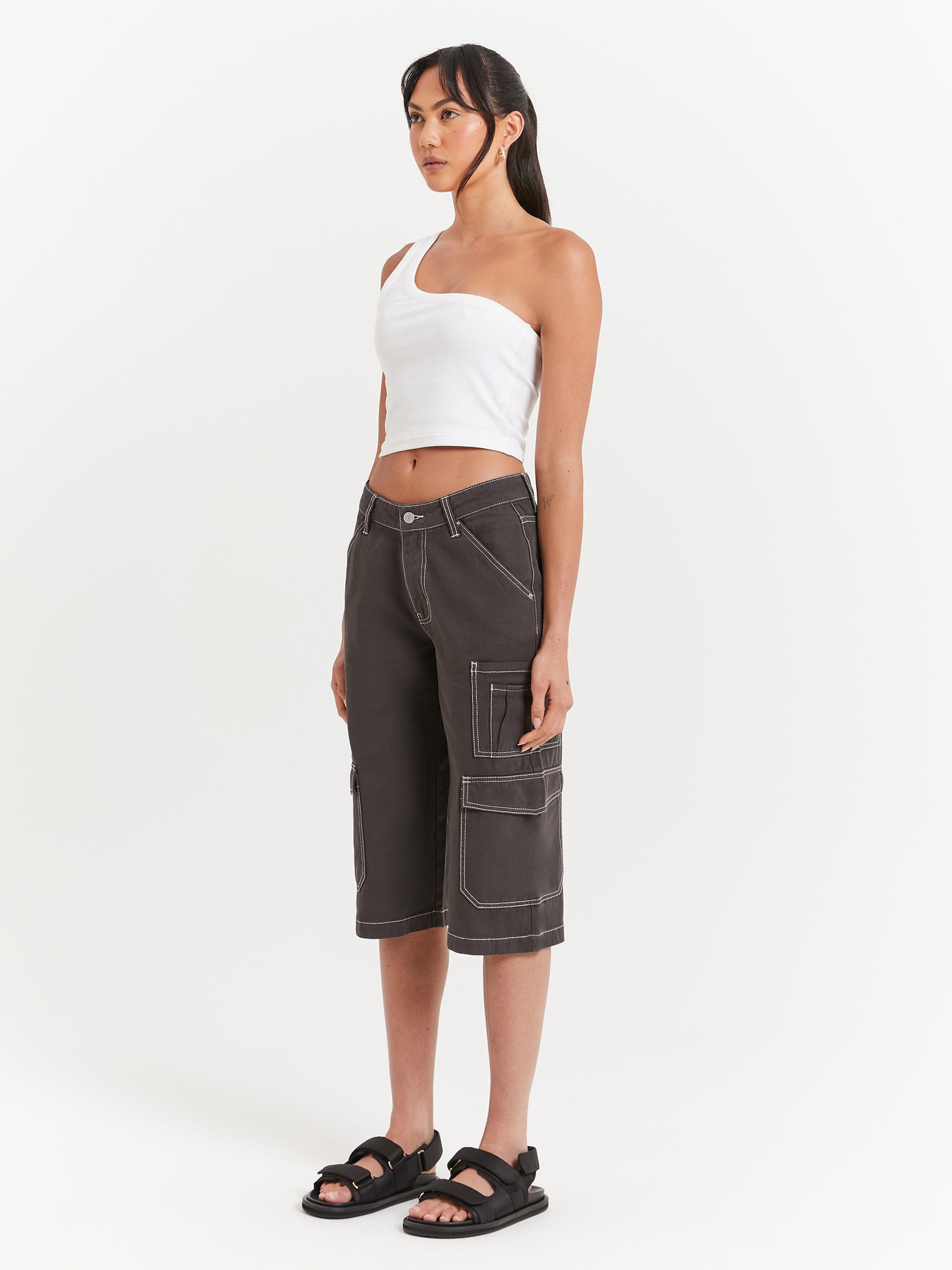 Celine Long Shorts in Washed Black