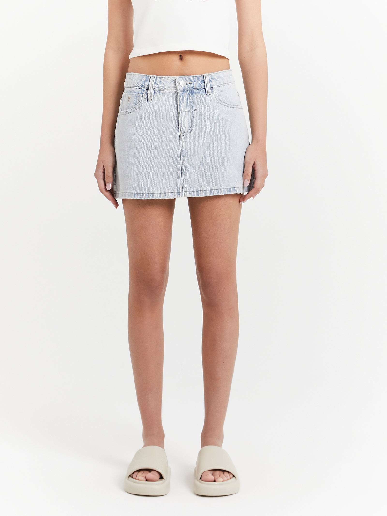 Sophie Denim Skirt in Faded Dust Blue