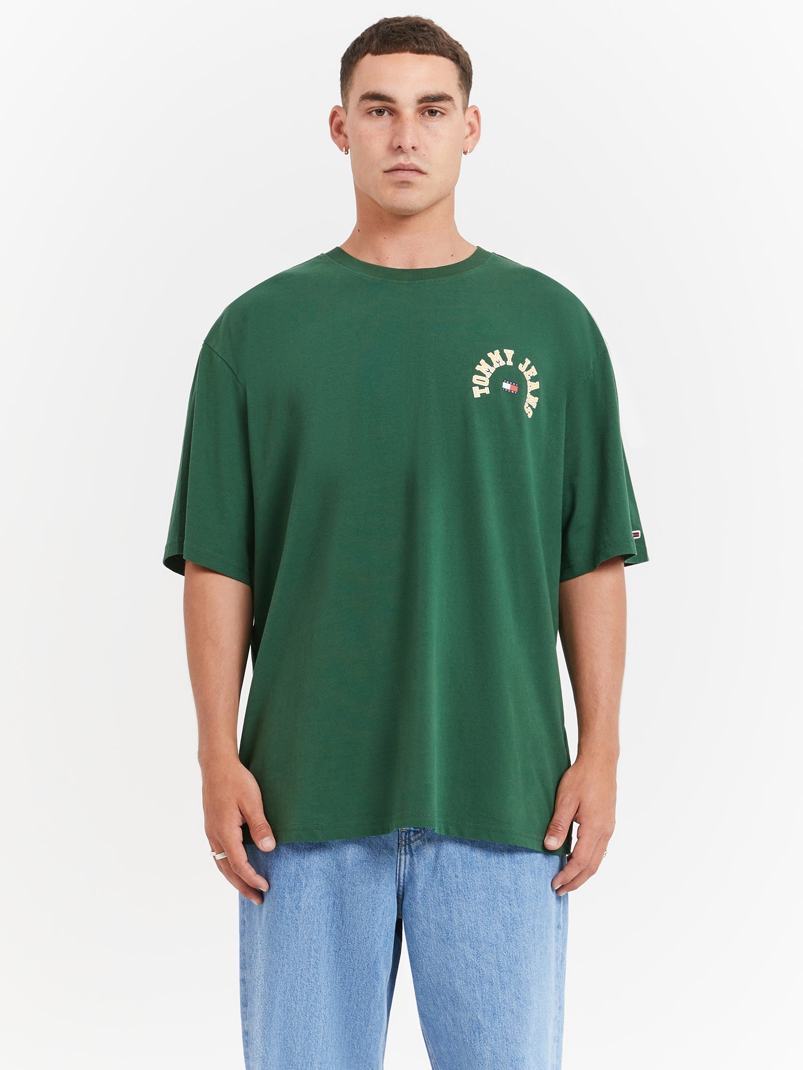 Plus Skate Curved College T-Shirt in Collegiate Green