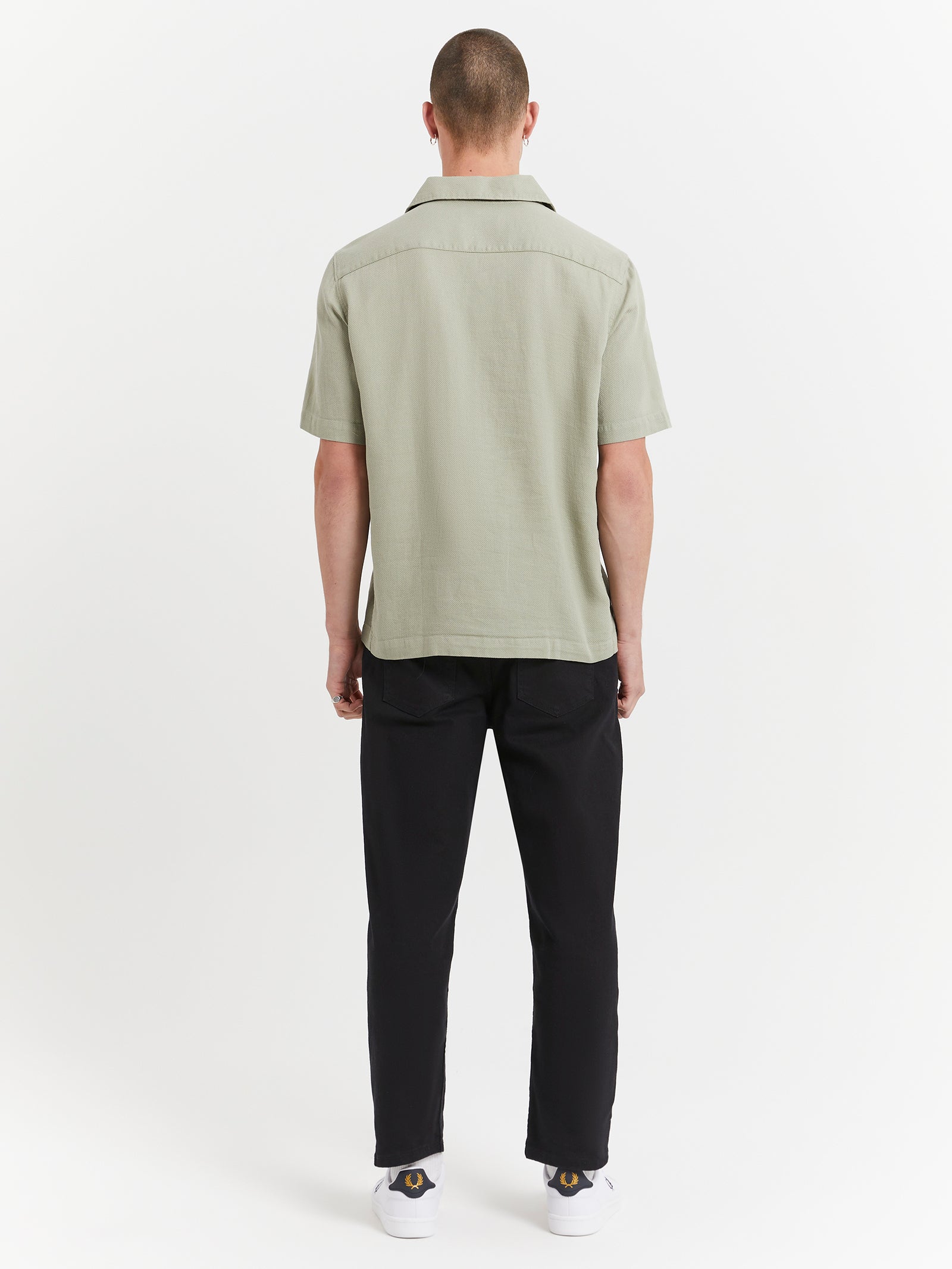 Linen Revere Collar Shirt in Seagrass