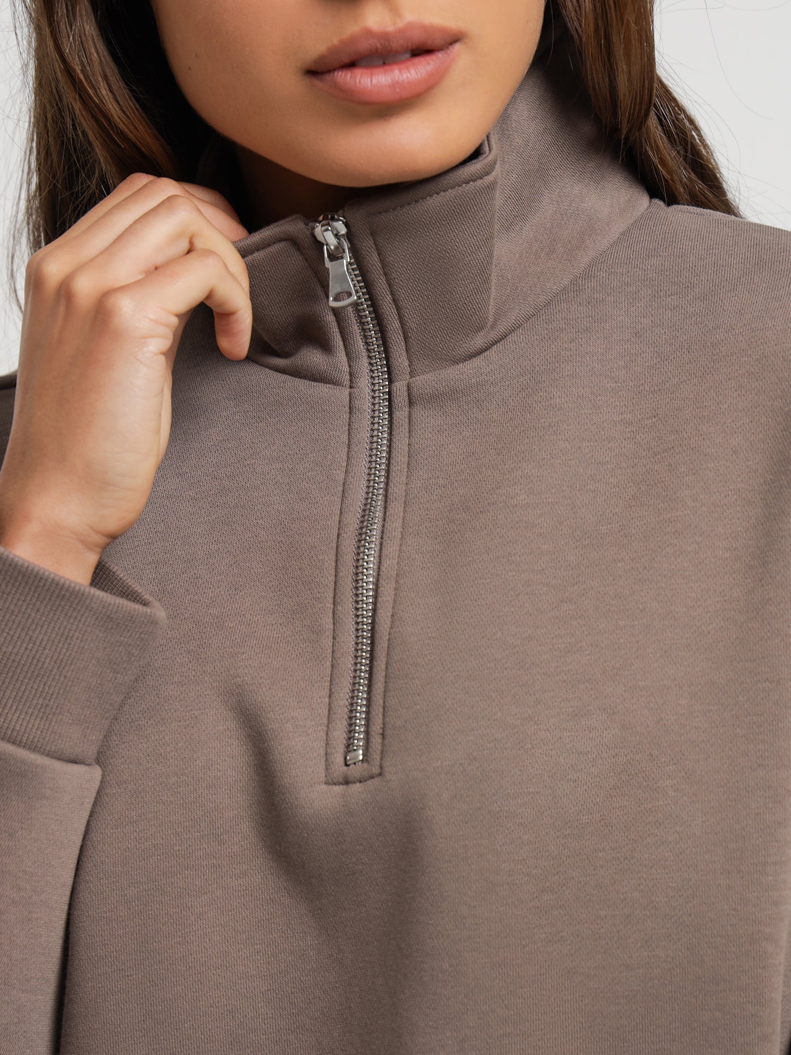 Classic Zip Front Sweater in Ash