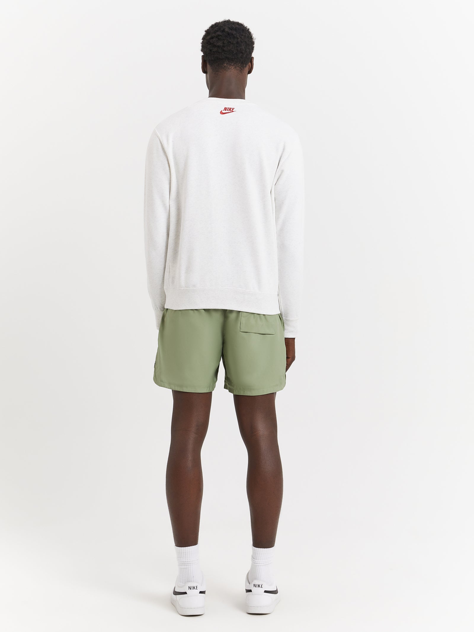 Club Woven Lined Flow Shorts in Oil Green & White