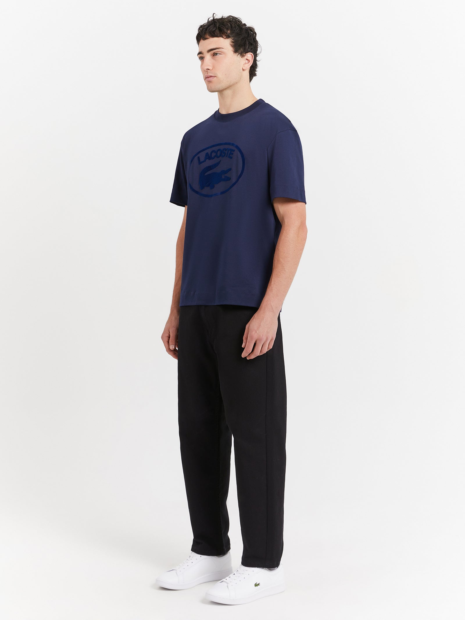 Originals Relaxed Fit Branded Cotton T-Shirt in Navy