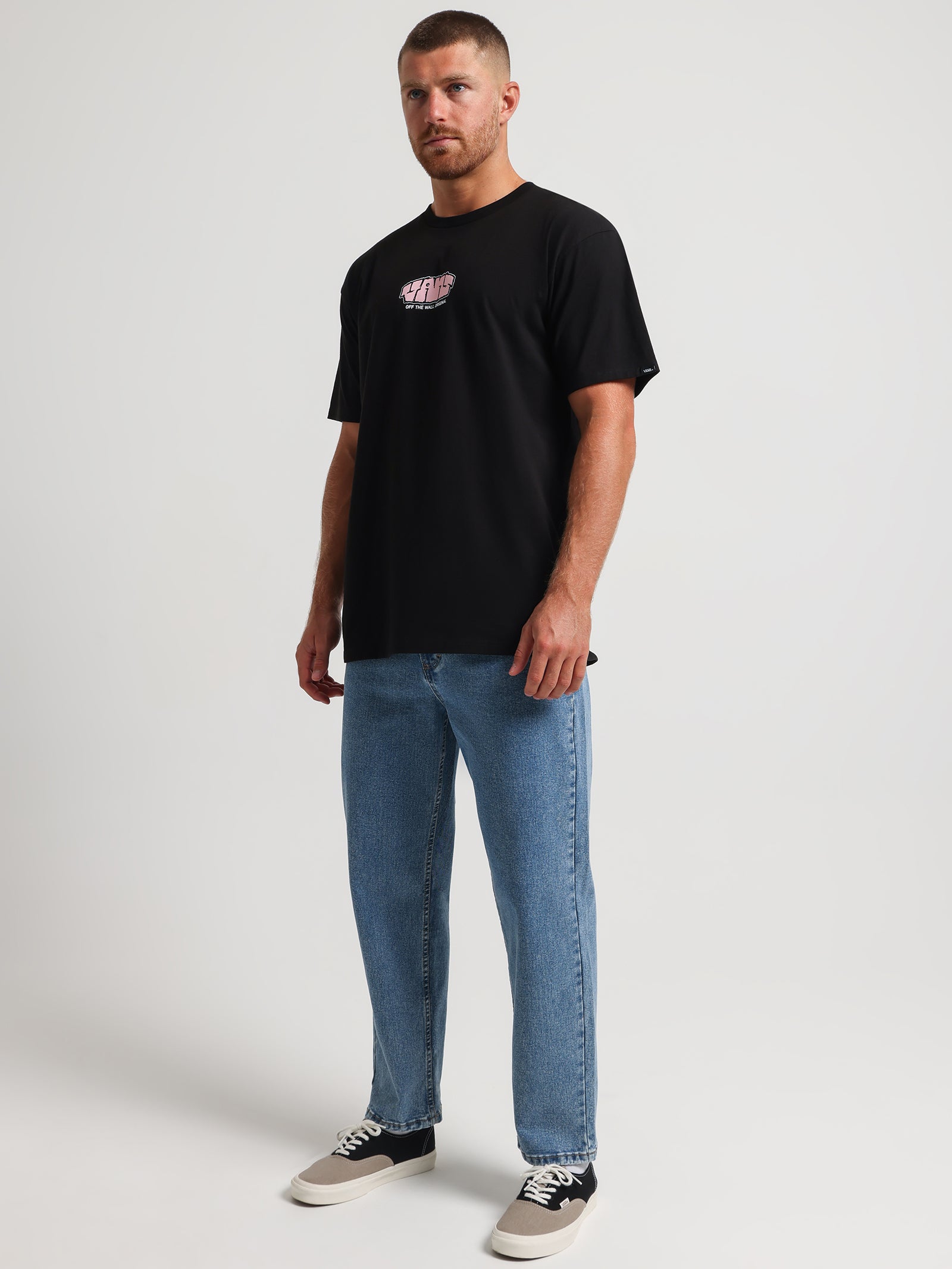 Blocked Vans Logo T-Shirt in Black