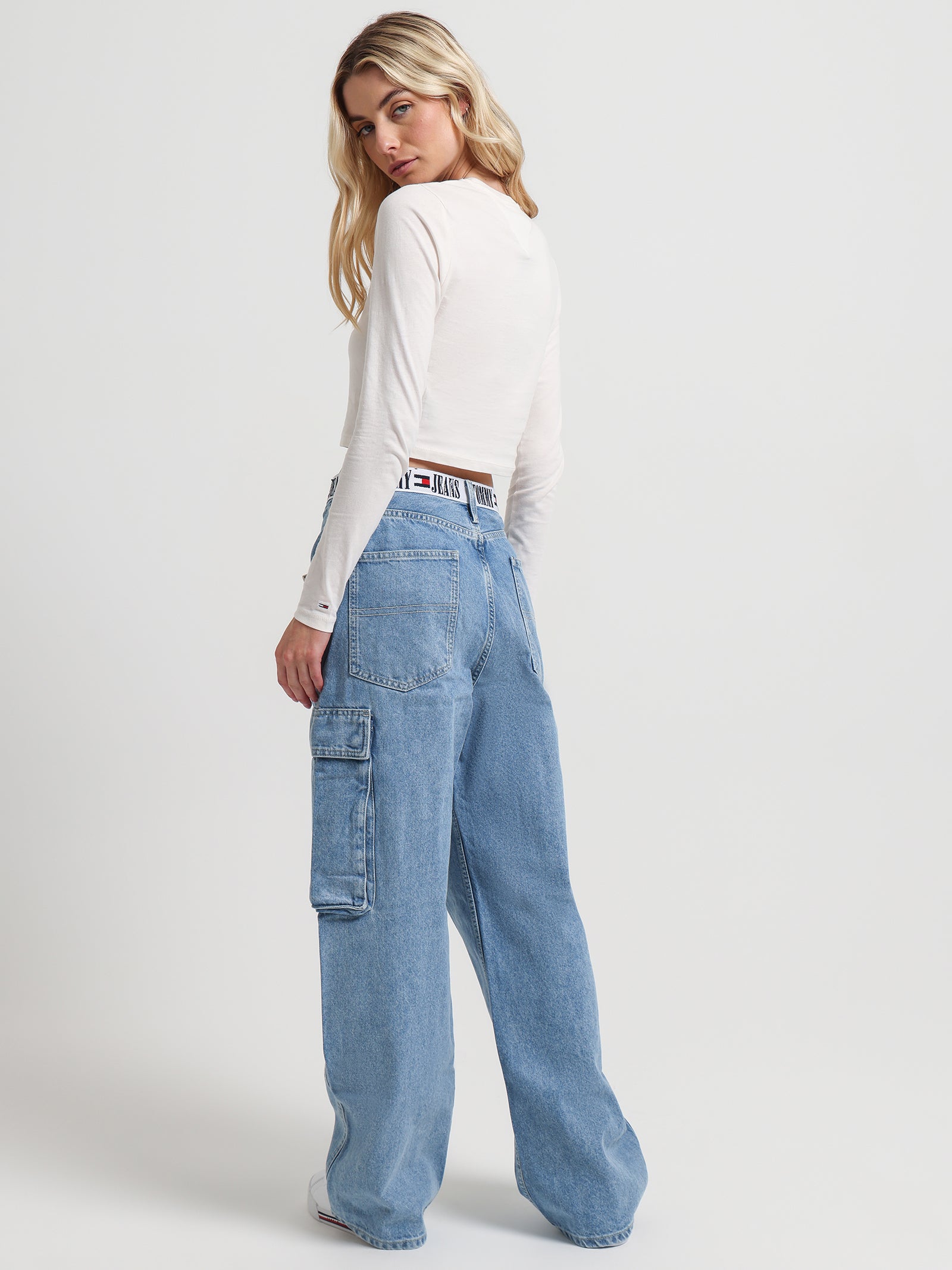 Archive Low Rise Baggy Cargo Jeans in Denim Light