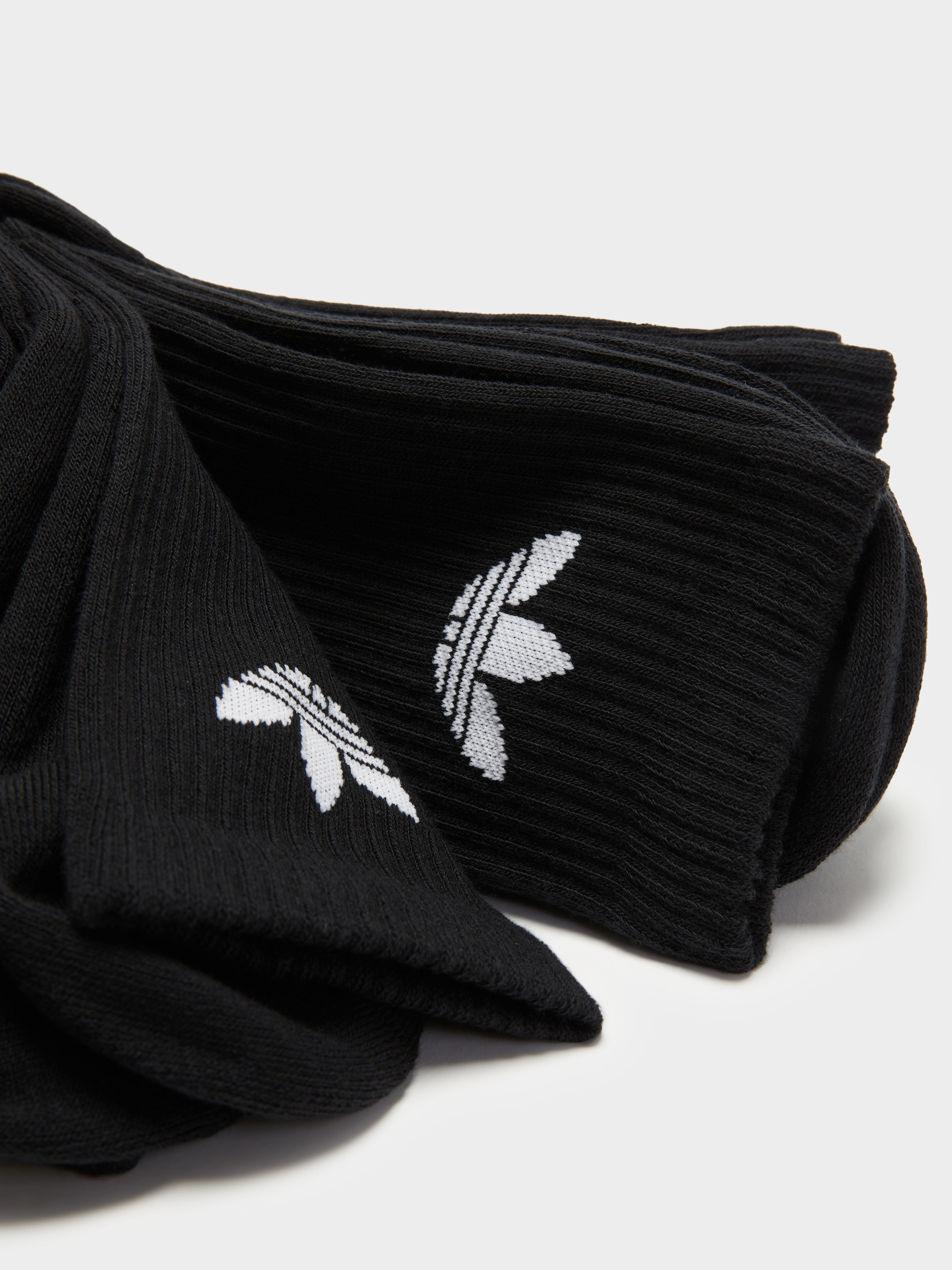 3 Pairs of Trefoil Cushion Crew Socks in Black & White