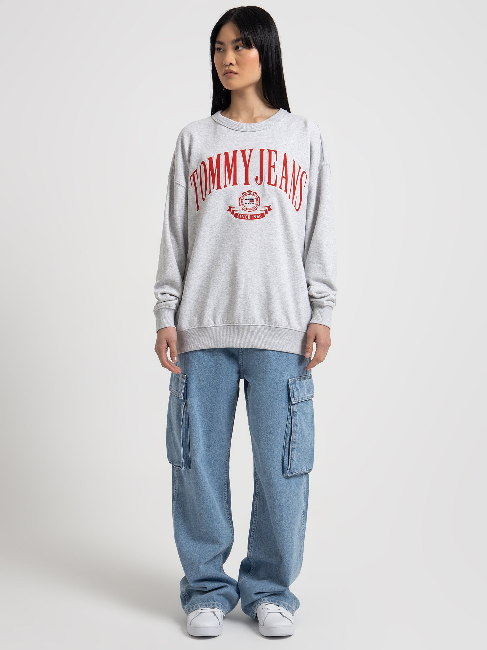 Prep Oversized Sweatshirt in Silver Grey