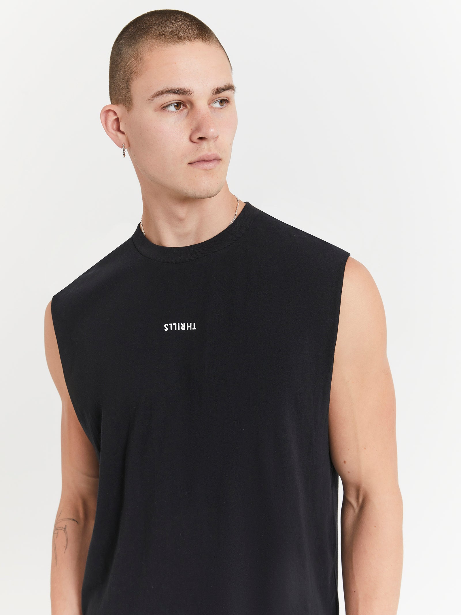 Minimal Thrills Merch Fit Muscle T-Shirt in Black