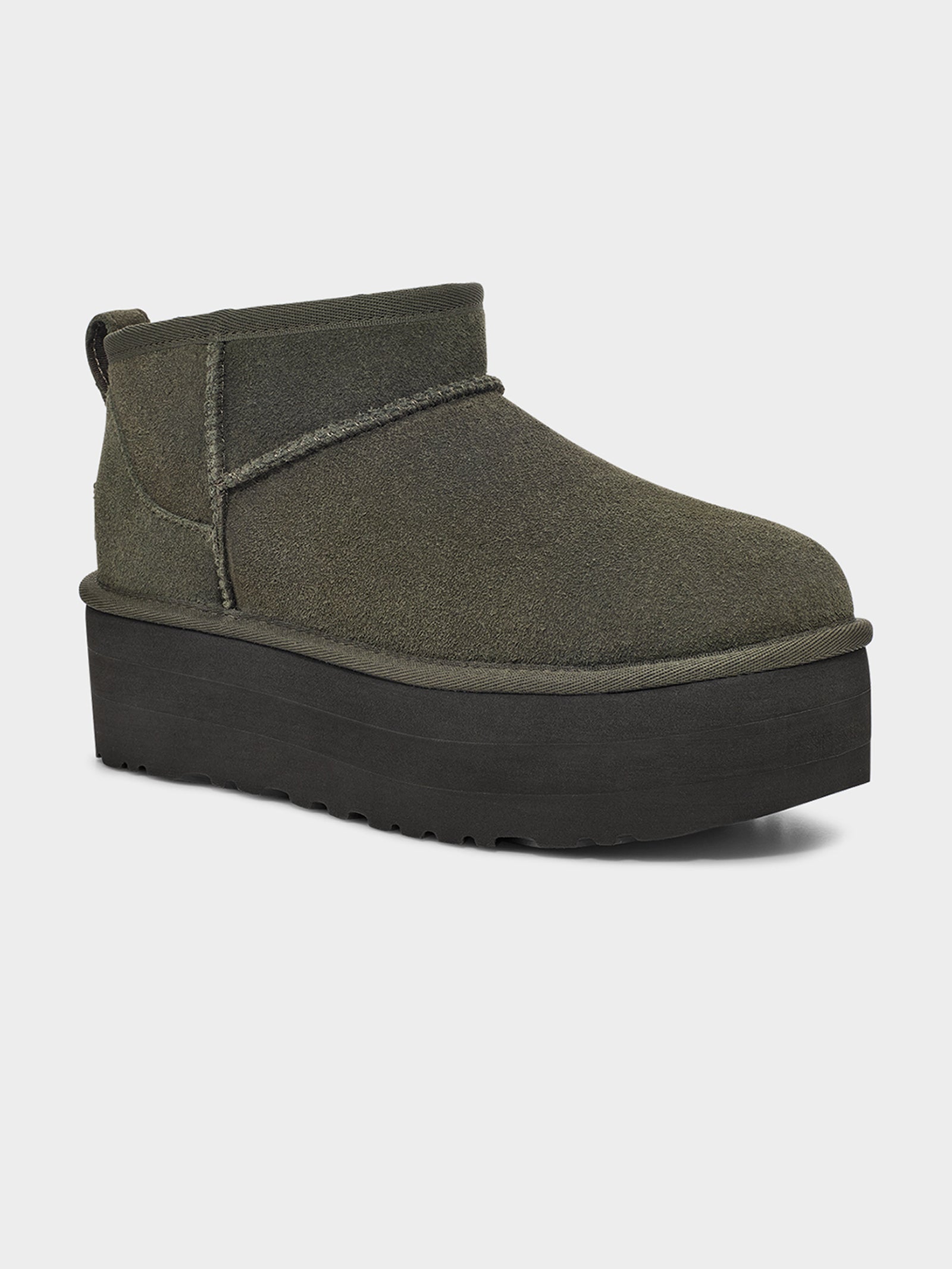 Womens Classic Ultra Mini Platform Boots in Dark Green