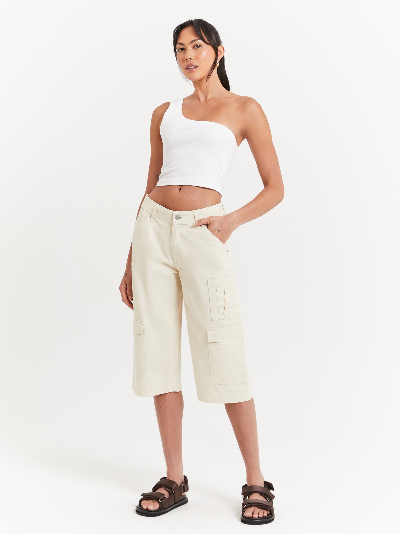 Celine Long Shorts in Alabaster