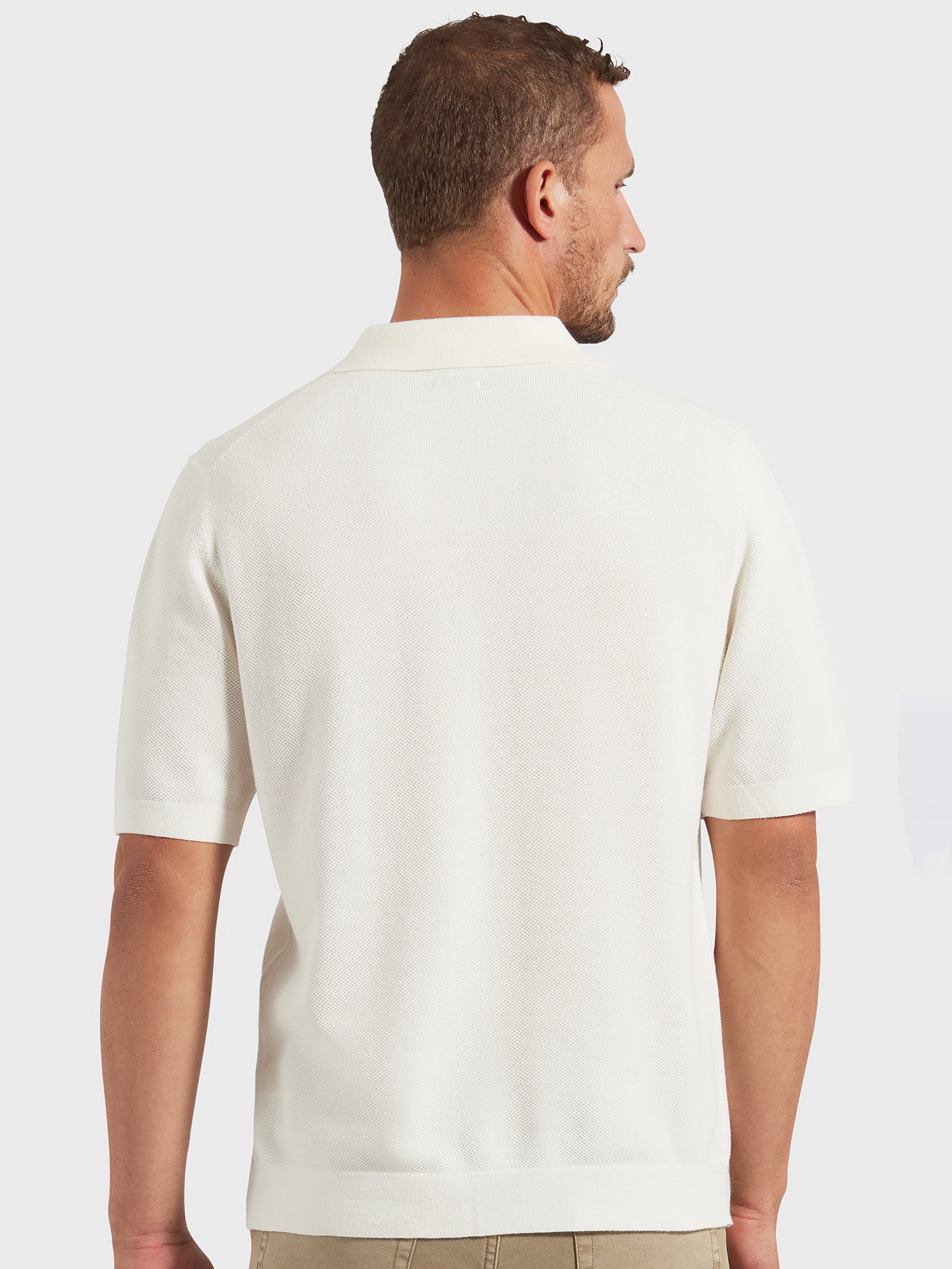 Riley Knit Polo in Off White