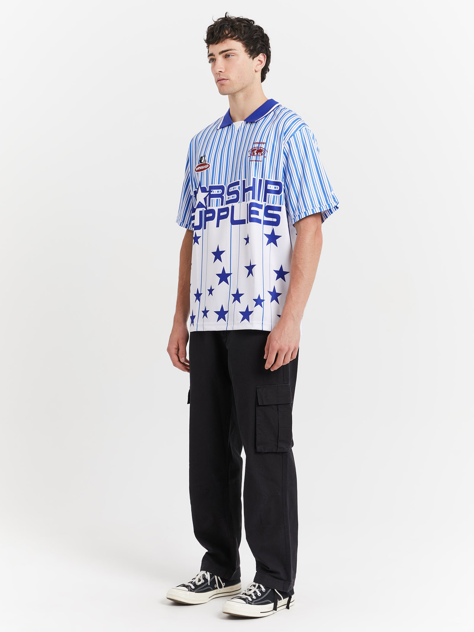 Star Stripe Football Jersey in Levitation Blue