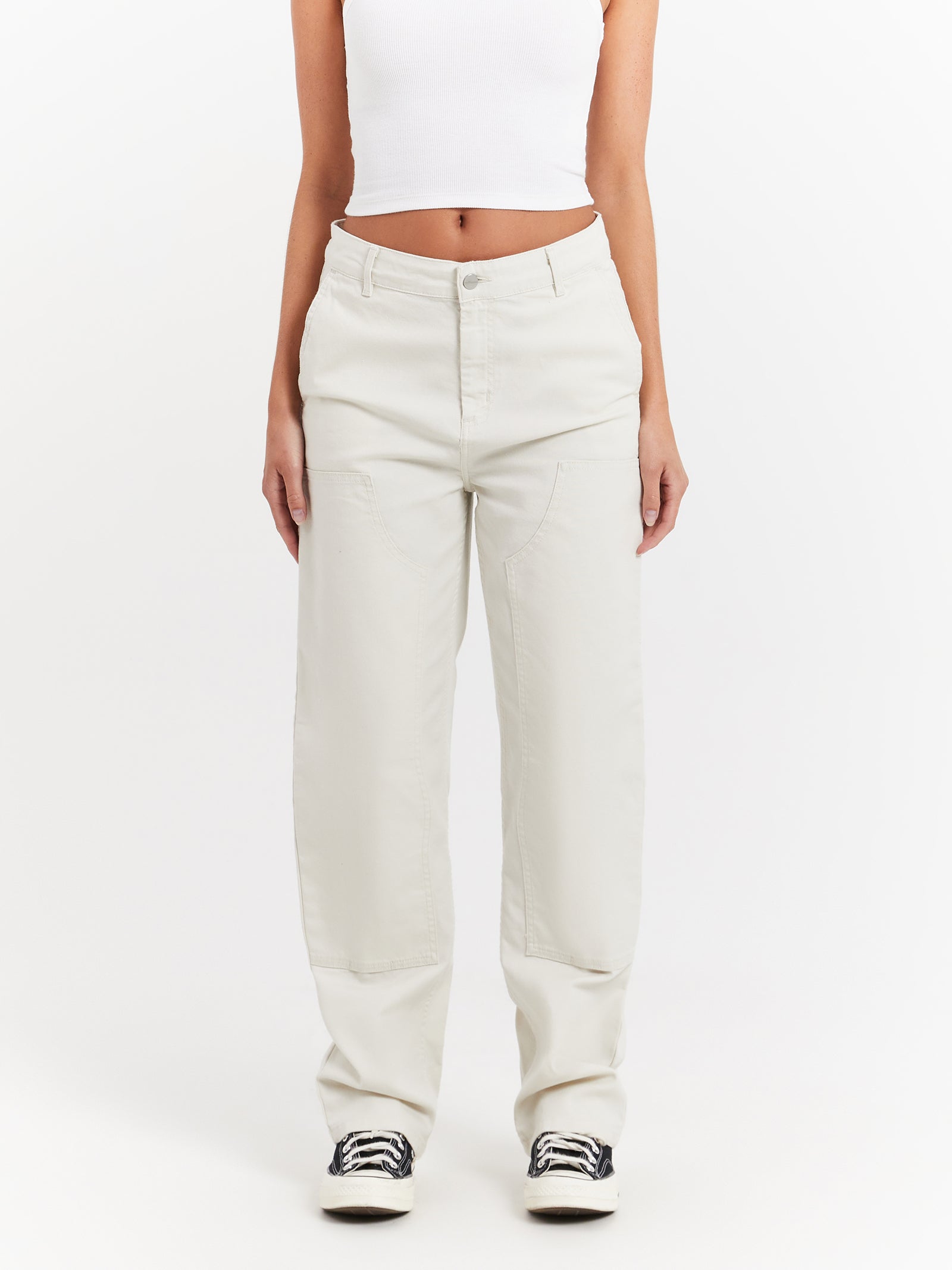 Pierce Double Knee Pants in Salt White