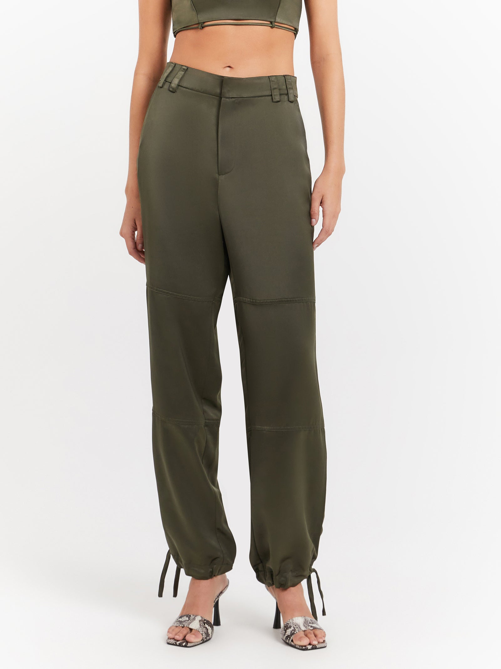 Aster Satin Pants in Hunter