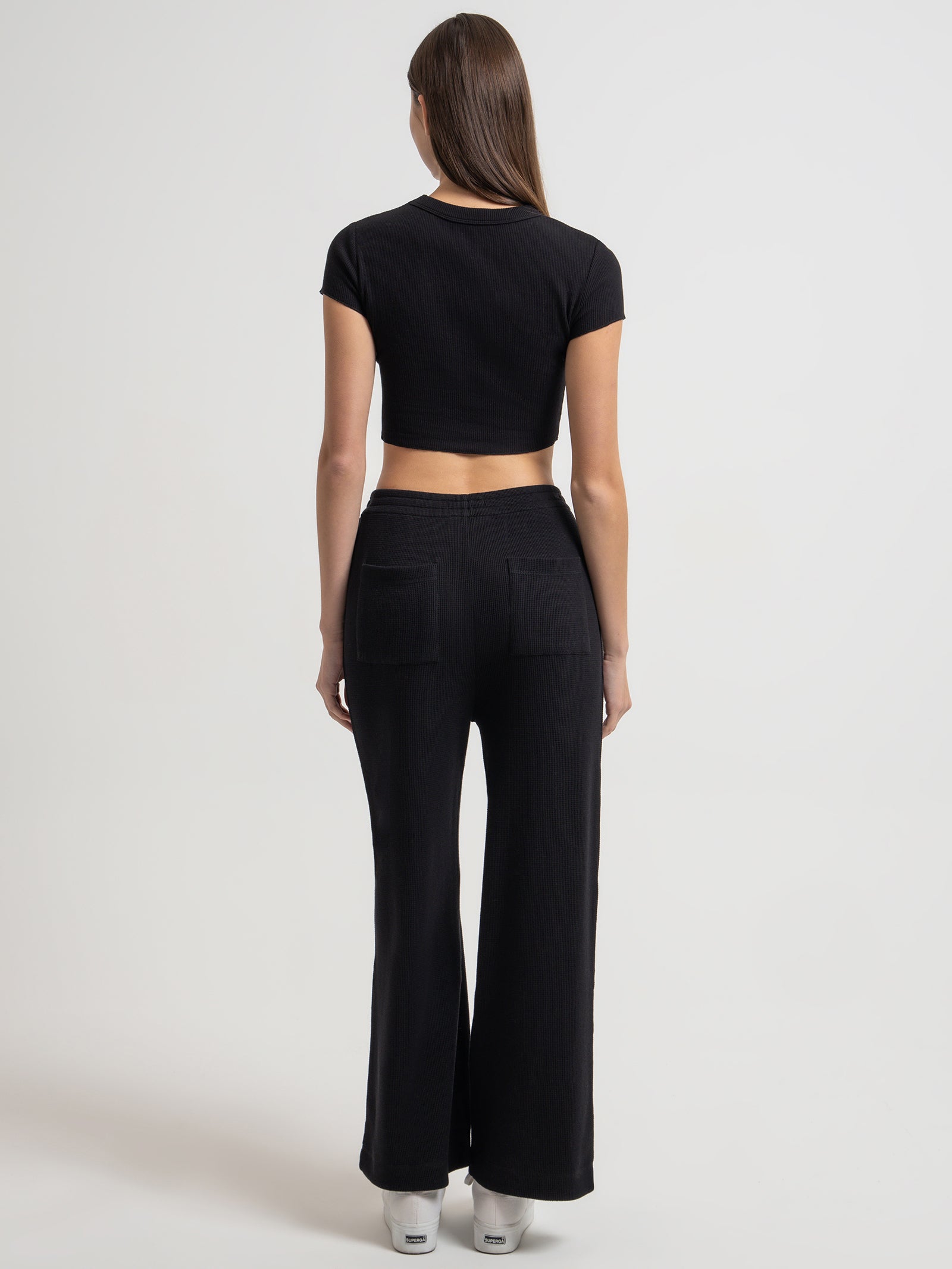 Kin Waffle Culottes in Black