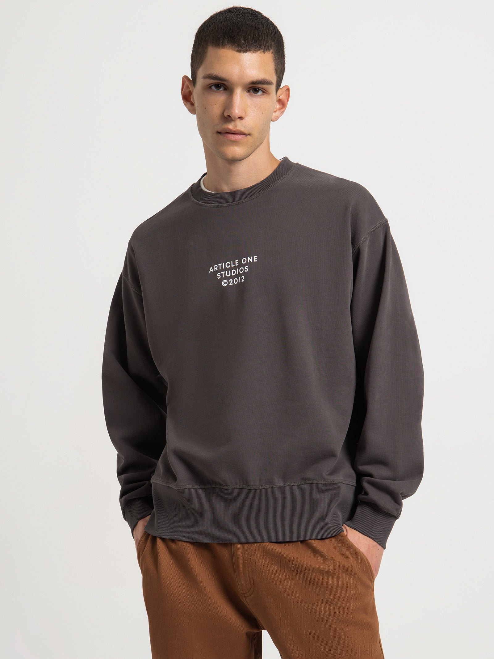 Studio Logo Sweater in Washed Black