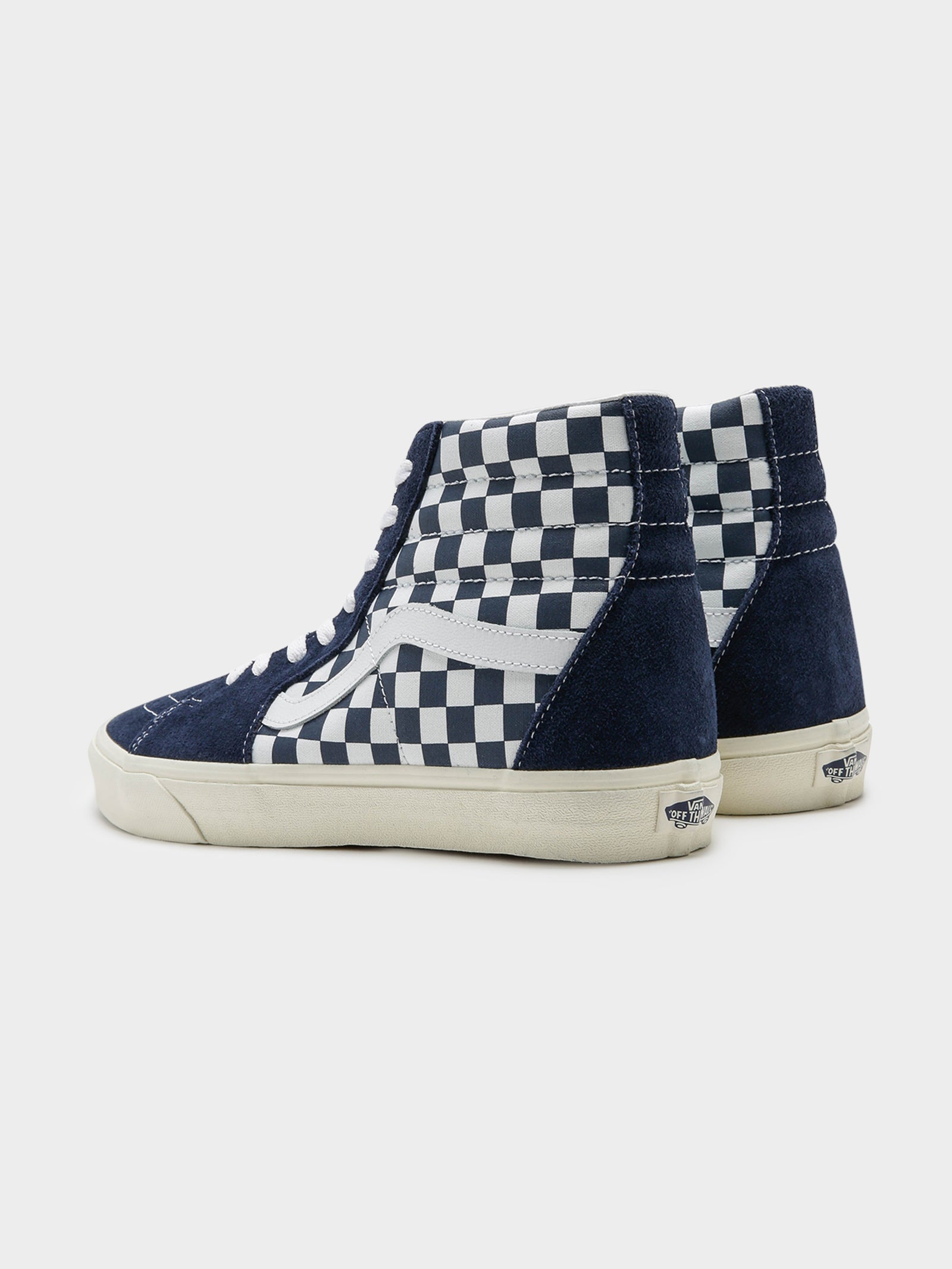 Unisex Sk8 High Top Sneakers in Checkerboard Dress Blues & White