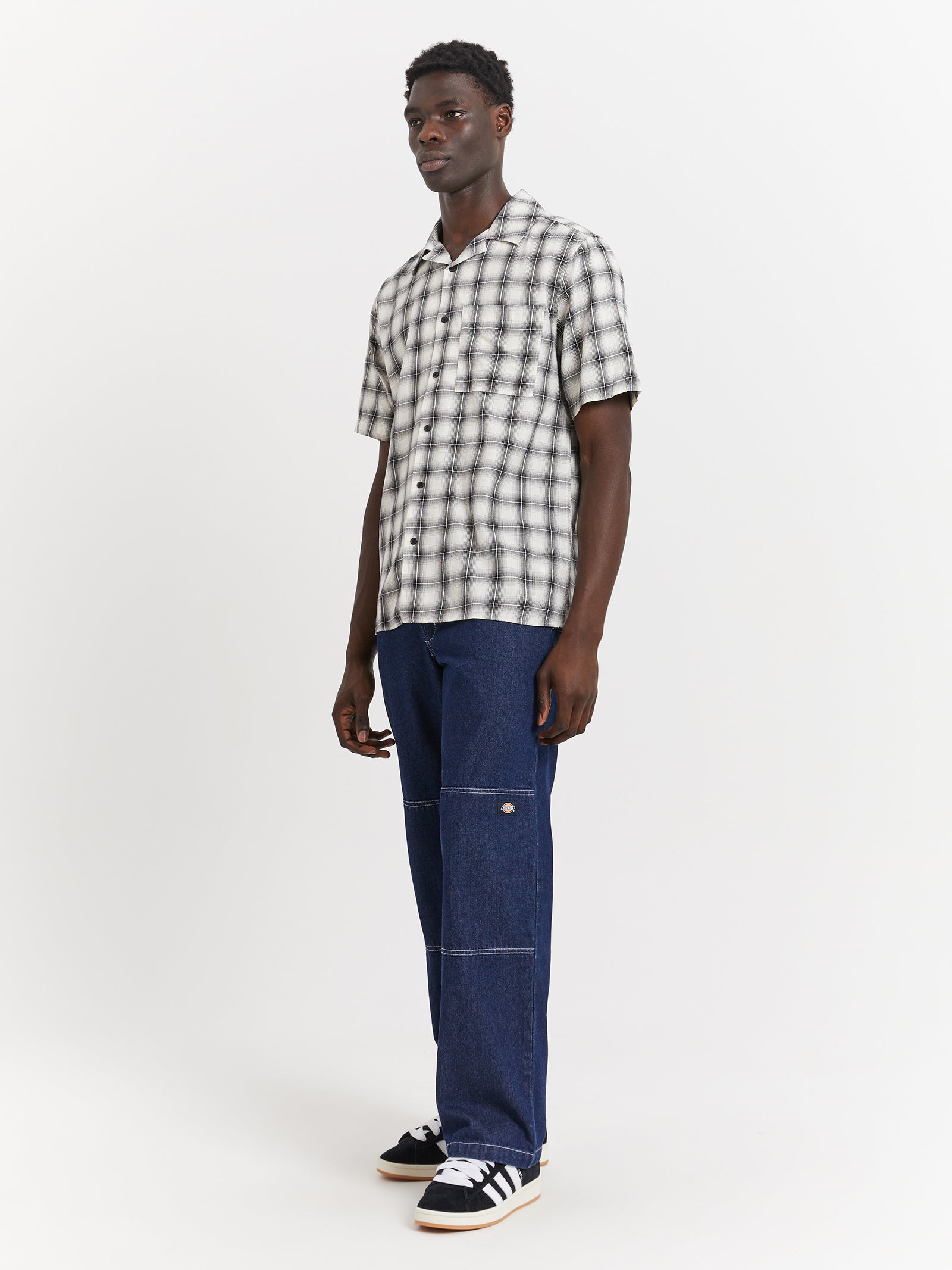 Curtis Short Sleeve Check Shirt in Washed Stone