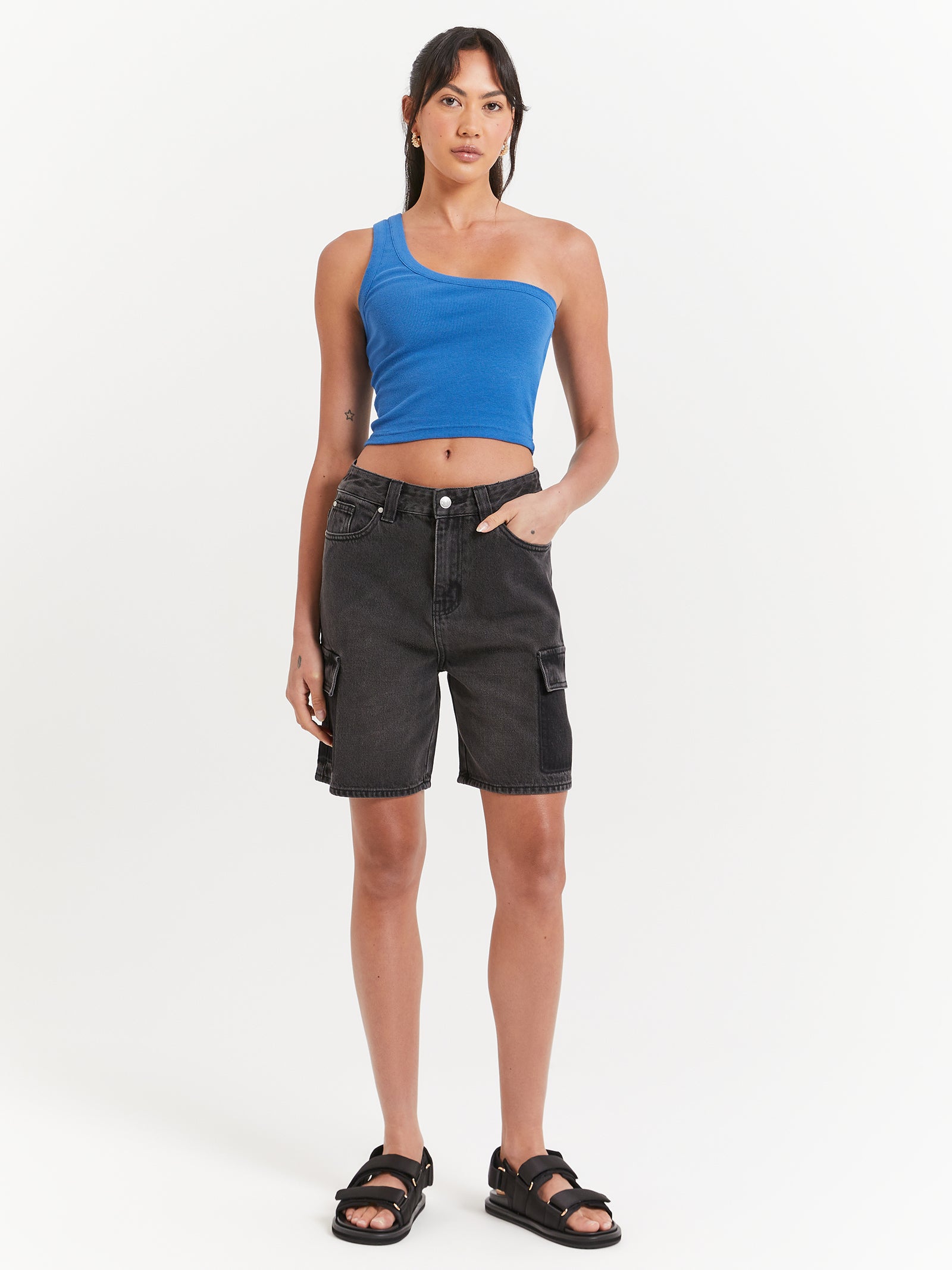 Jordan Asymmetrical Top in Denim Blue