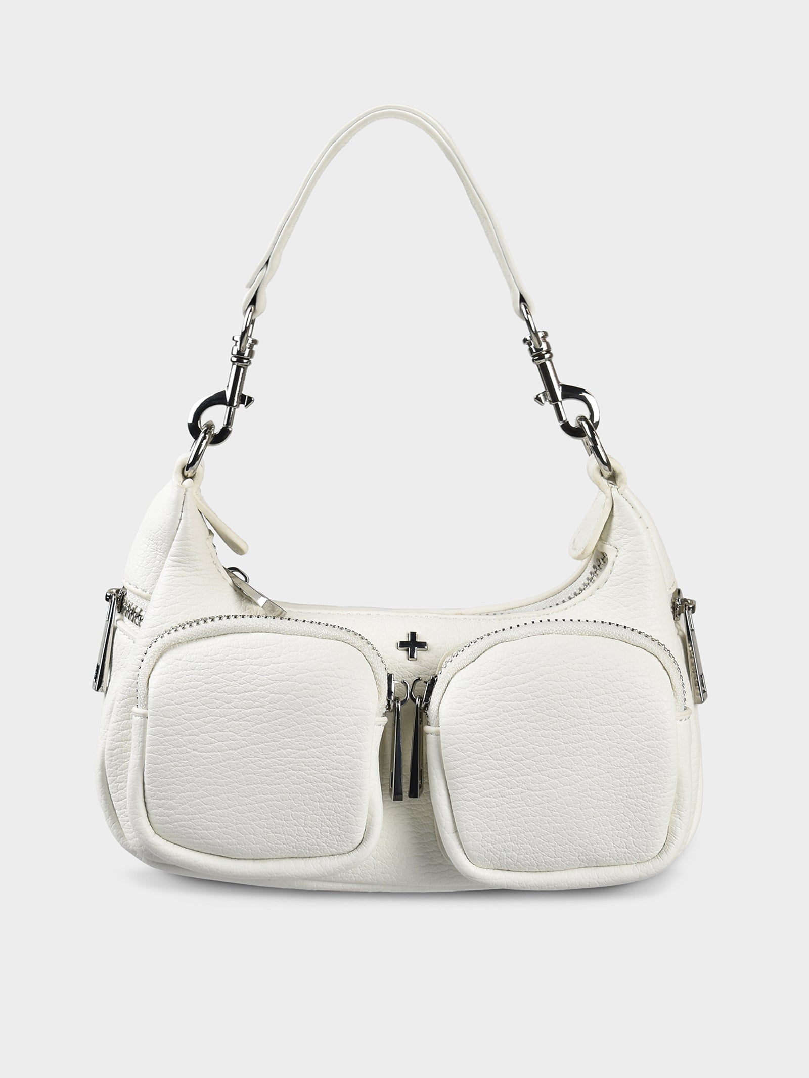 Scheana Pebble Shoulder Bag in White & Gold