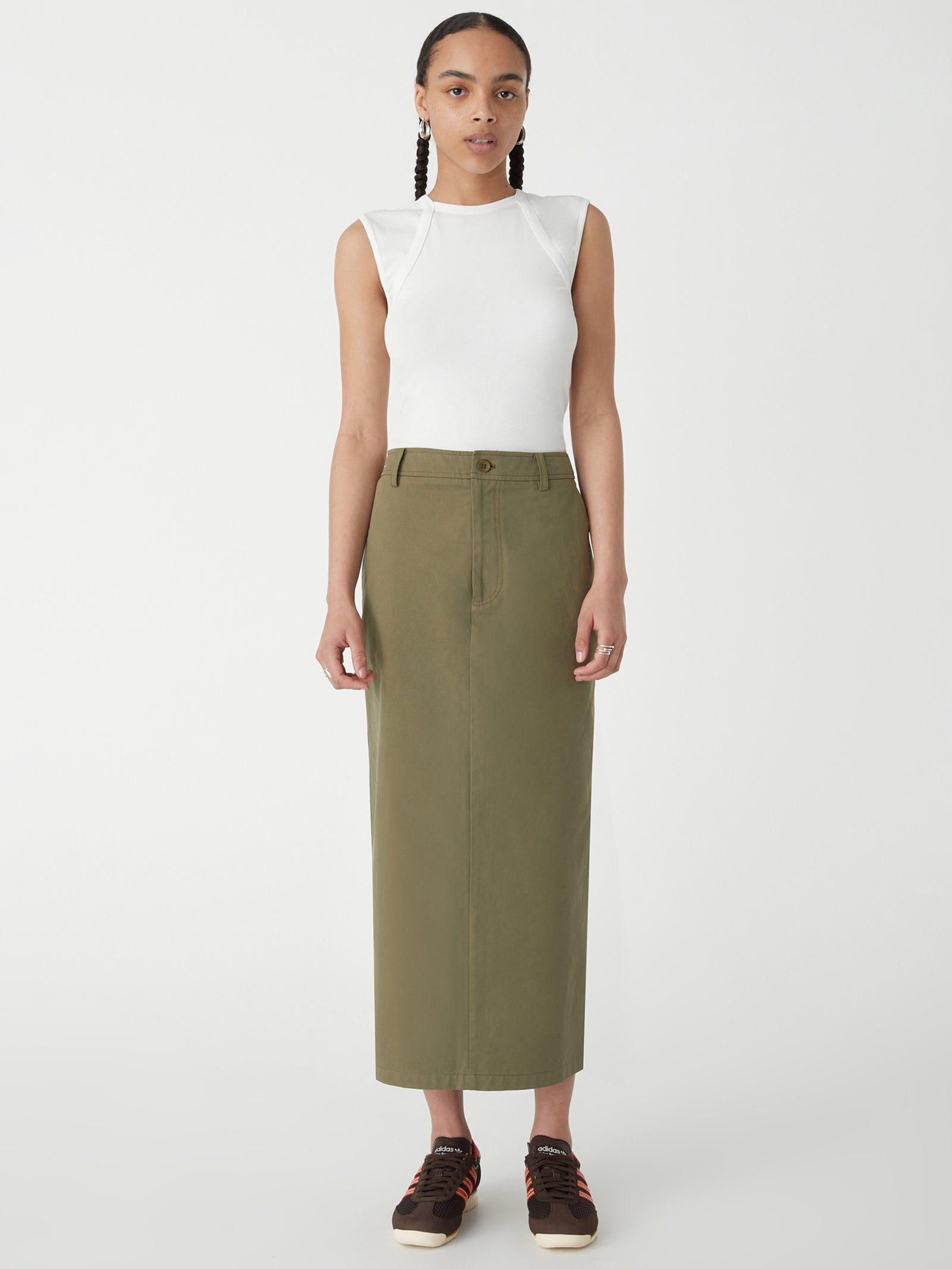 Carole Midi Skirt in Khaki