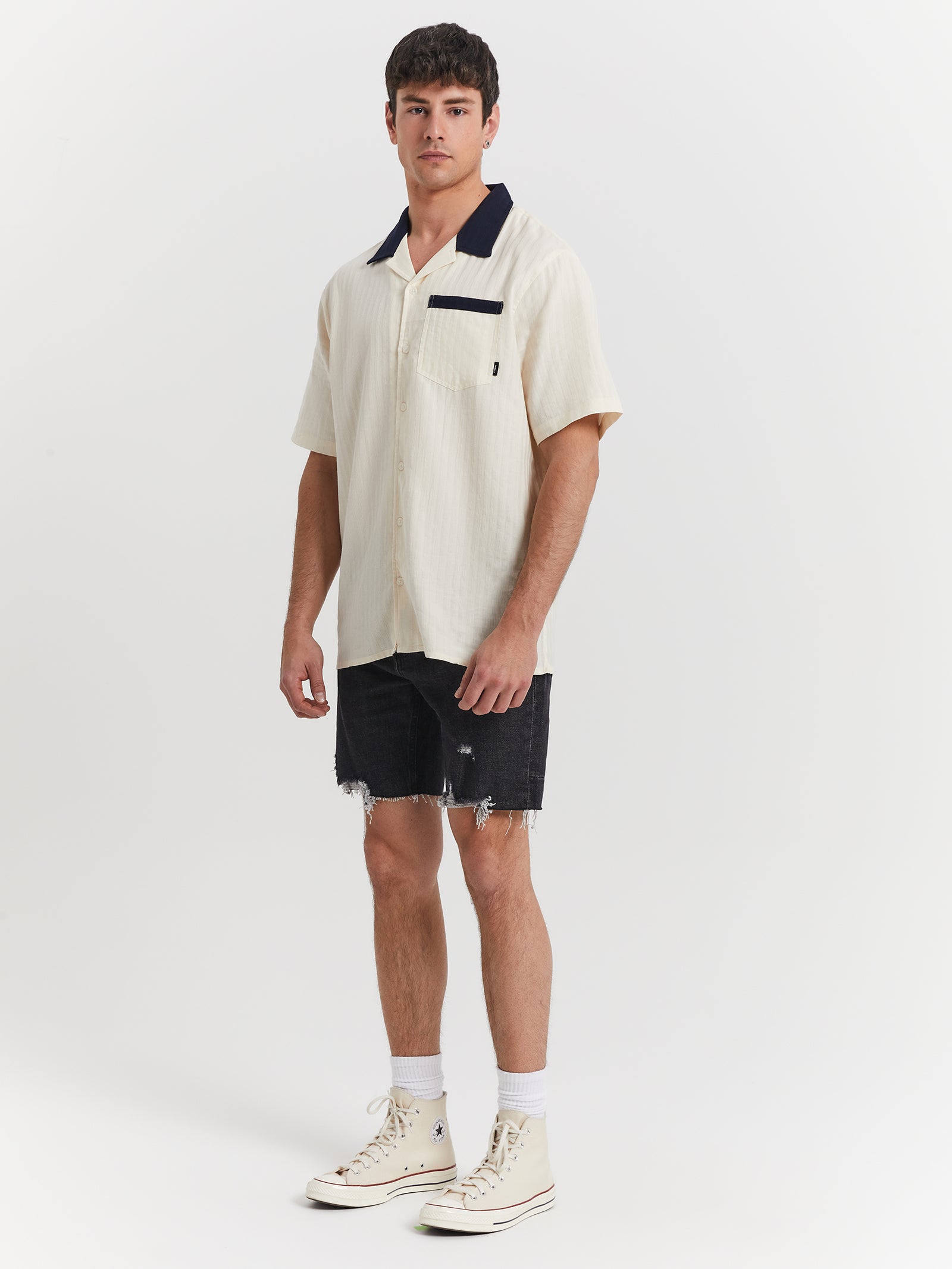 Paradise In Ruins Bowling Shirt in Dirty White