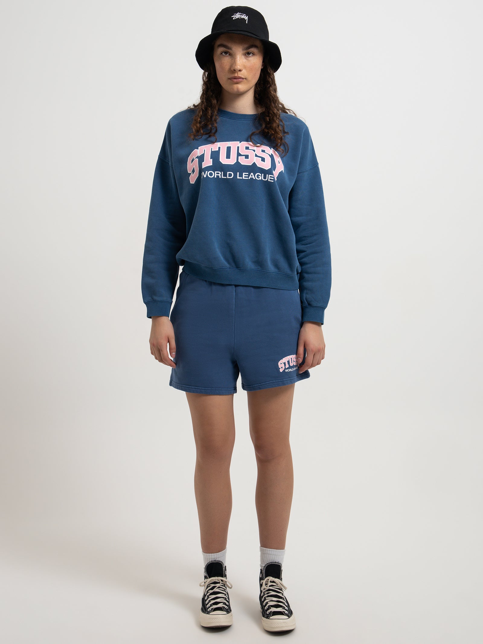 World League Oversized Crew in Pigment Blue