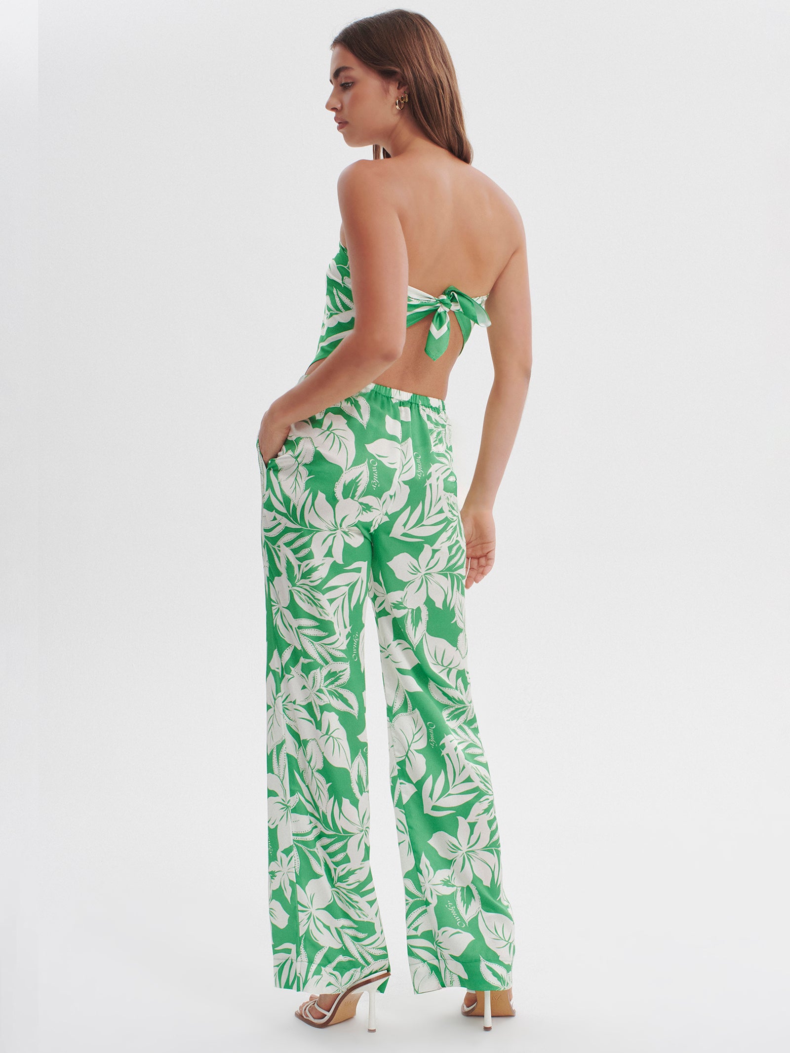 Pina Relaxed Pants in Green Palm