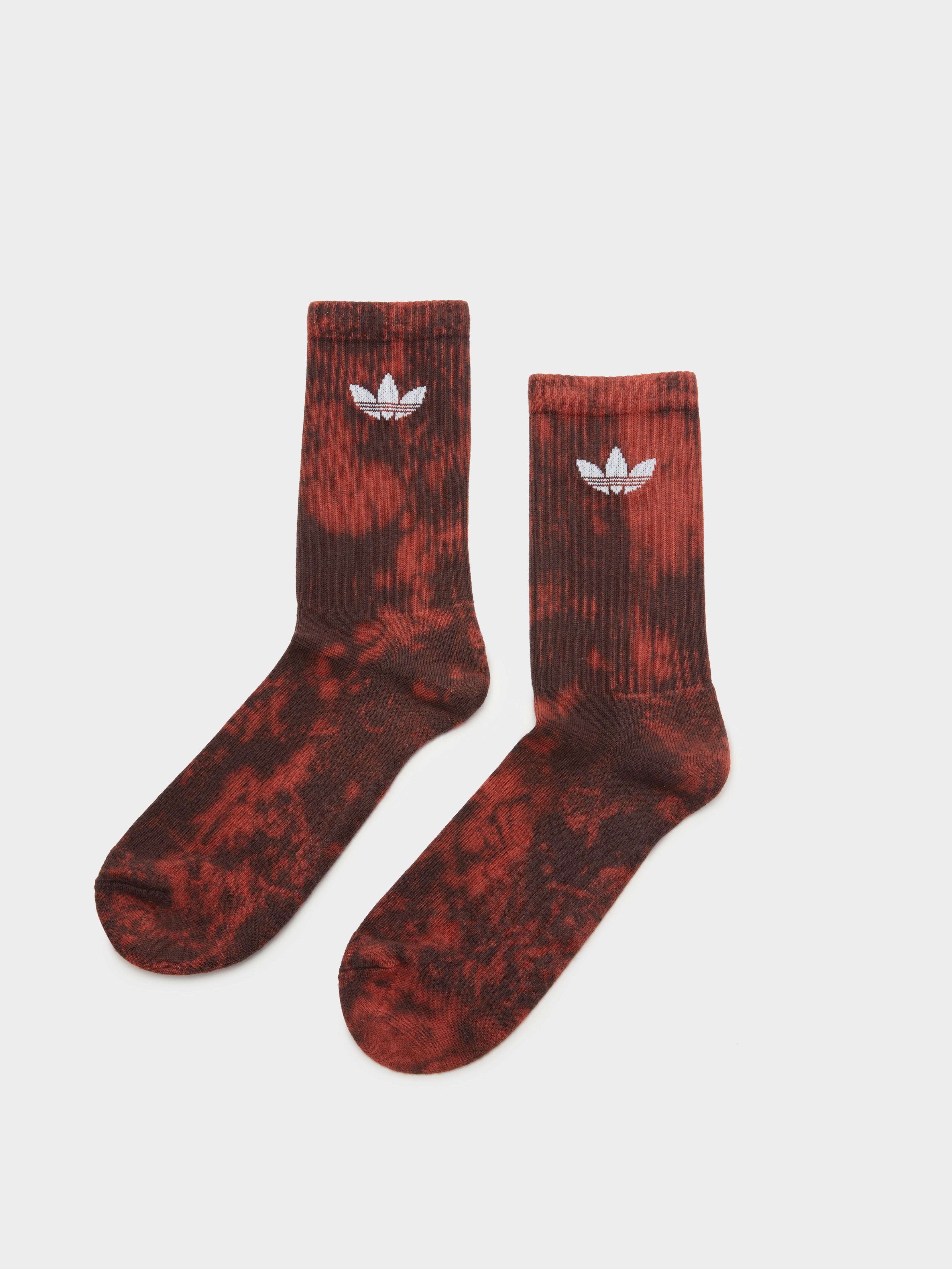 2 Pairs of Tie Dye Crew Socks in Black & Shadow Brown