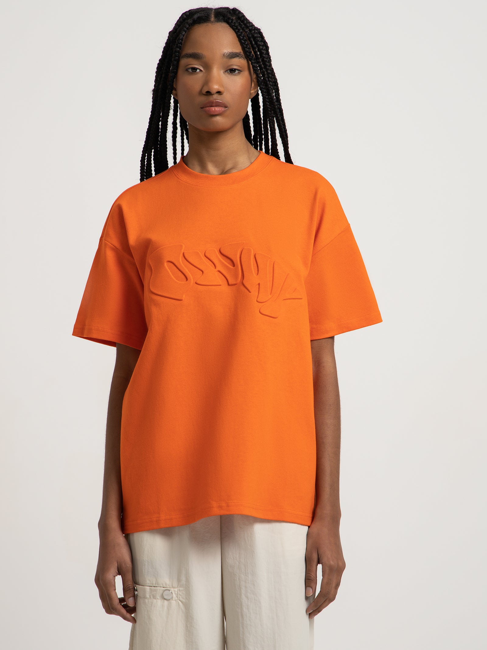 Embossed Owwy T-Shirt in Pepper Orange