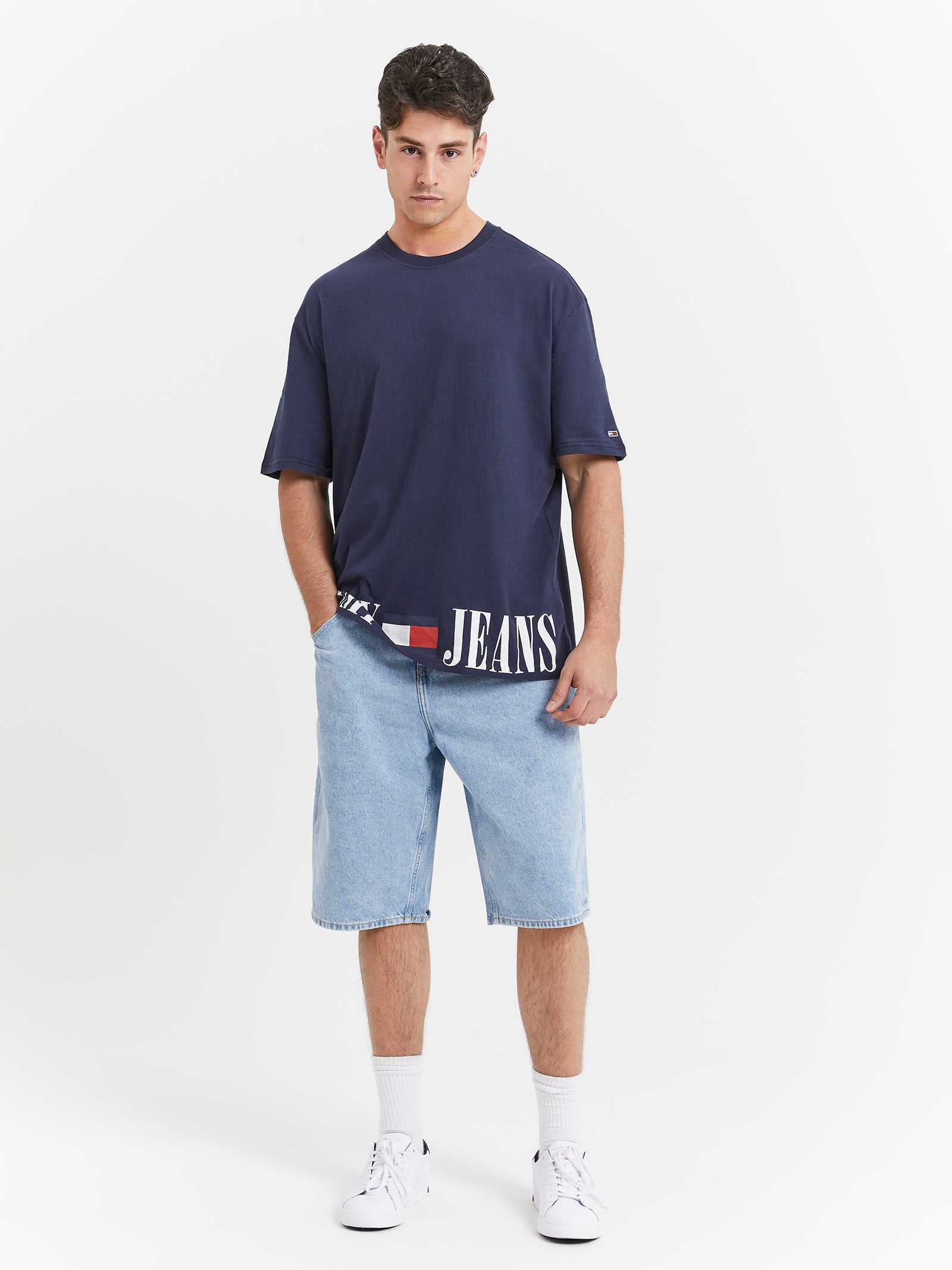 Aiden Faded Baggy Denim Shorts in Light Denim