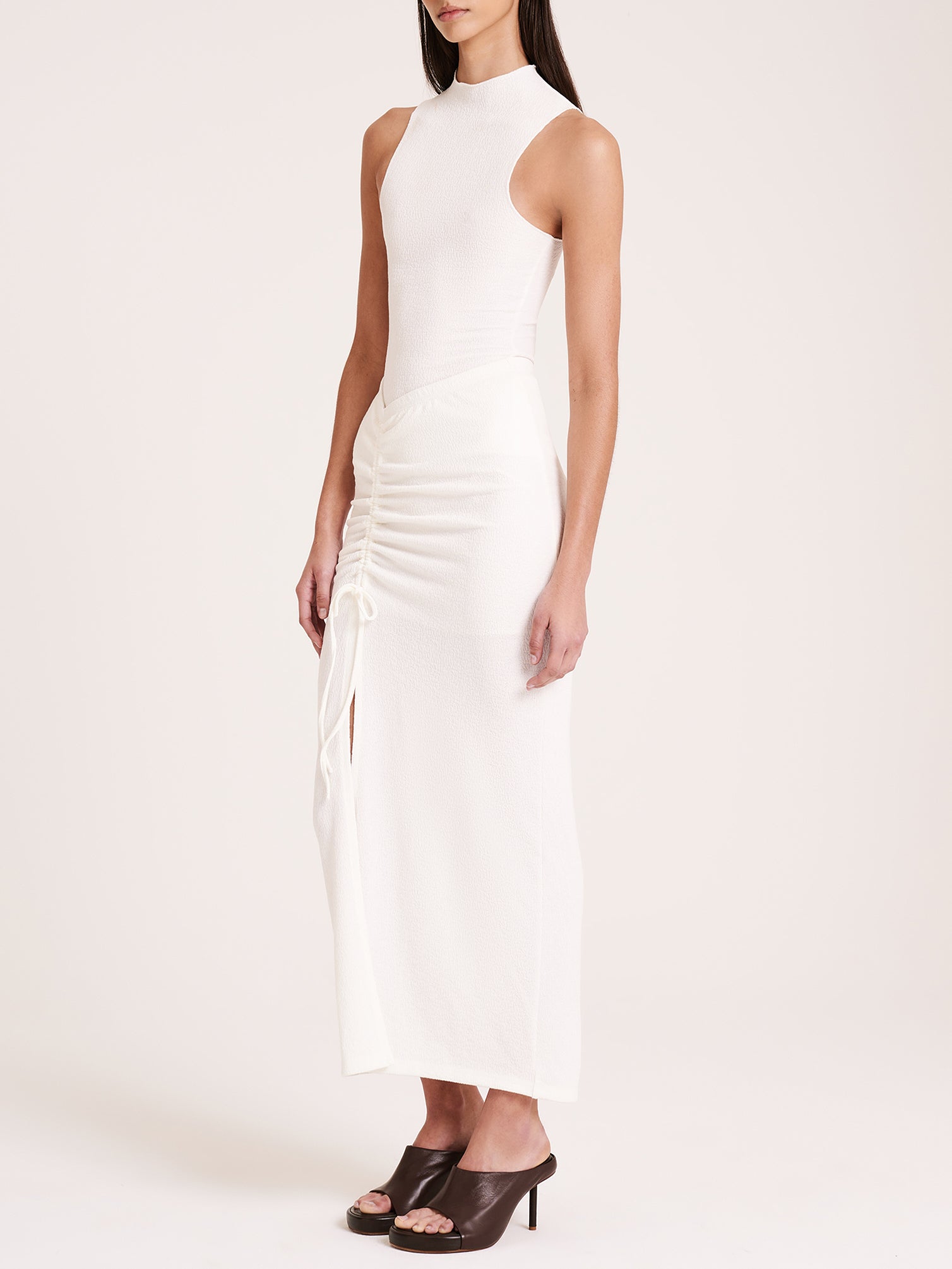 Peta Ruched Skirt in Salt