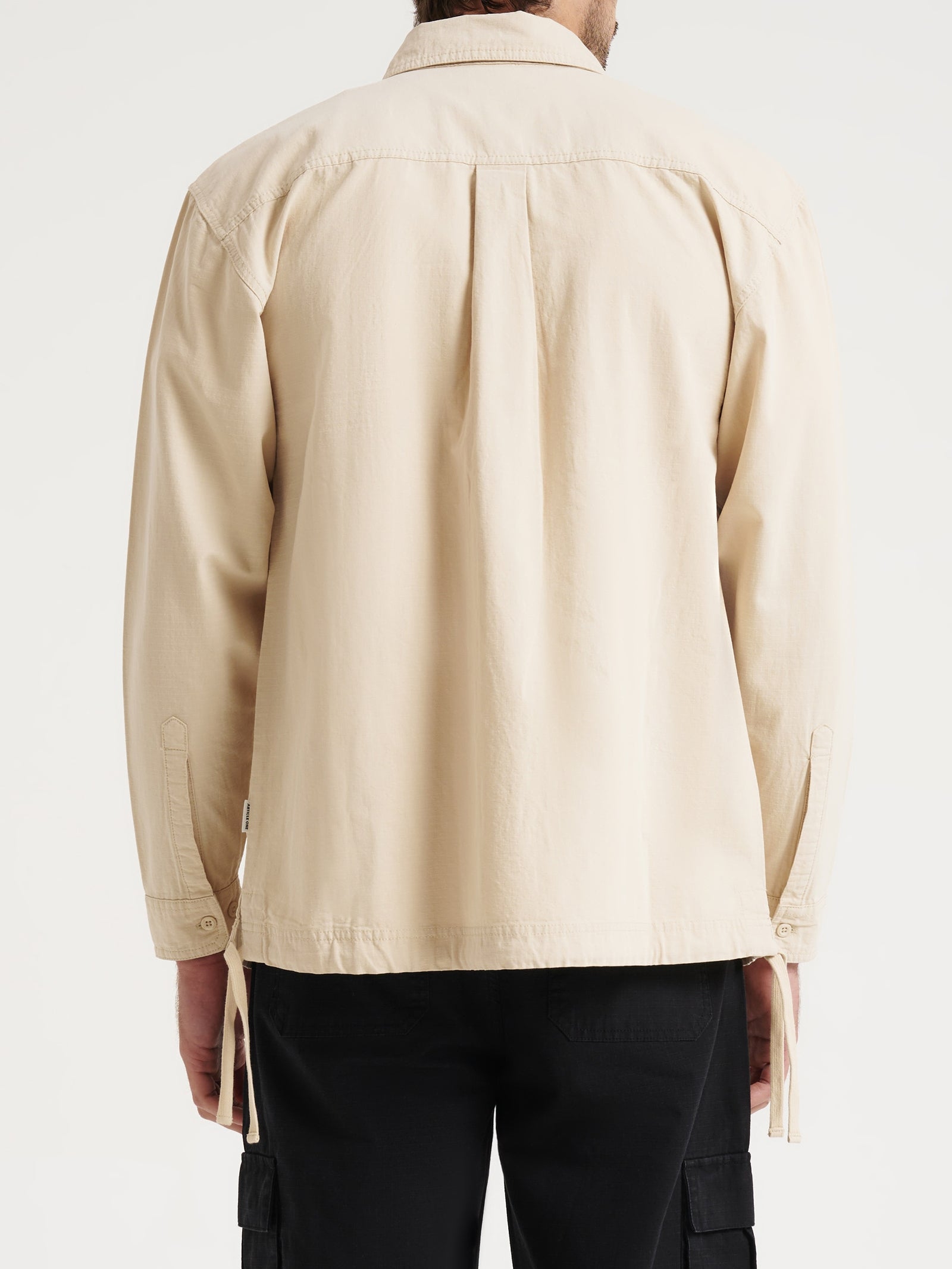 Wyatt Cargo Long Sleeve Shirt in Ecru