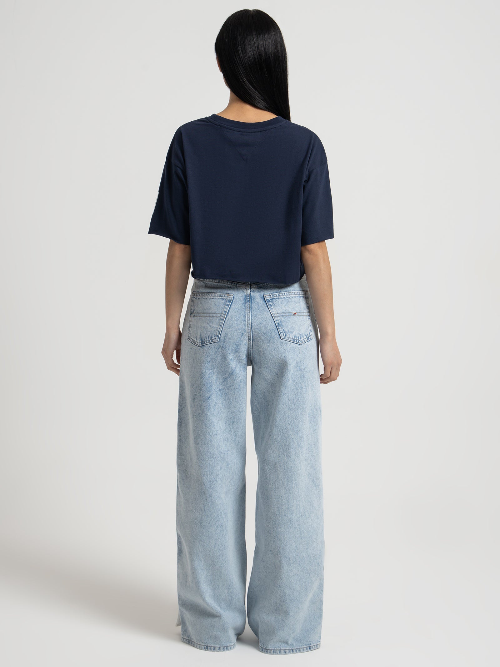 Logo Oversized Fit Cropped T-Shirt in Twilight Navy