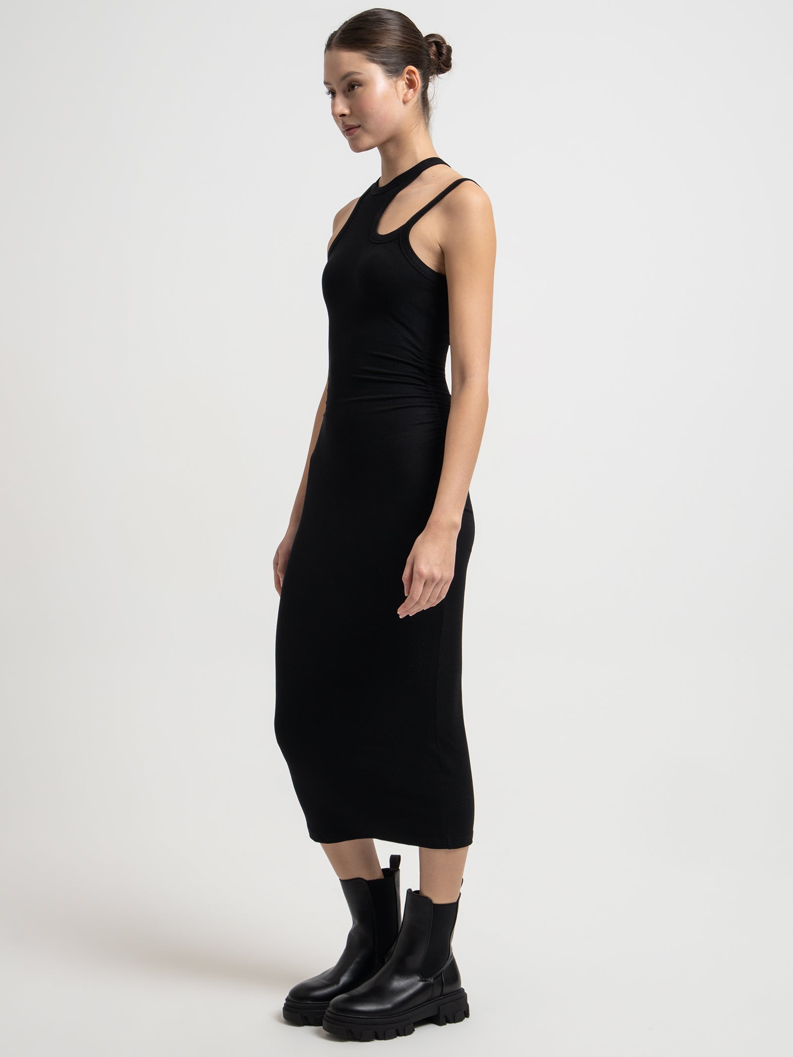 Cruz Rib Dress in Black