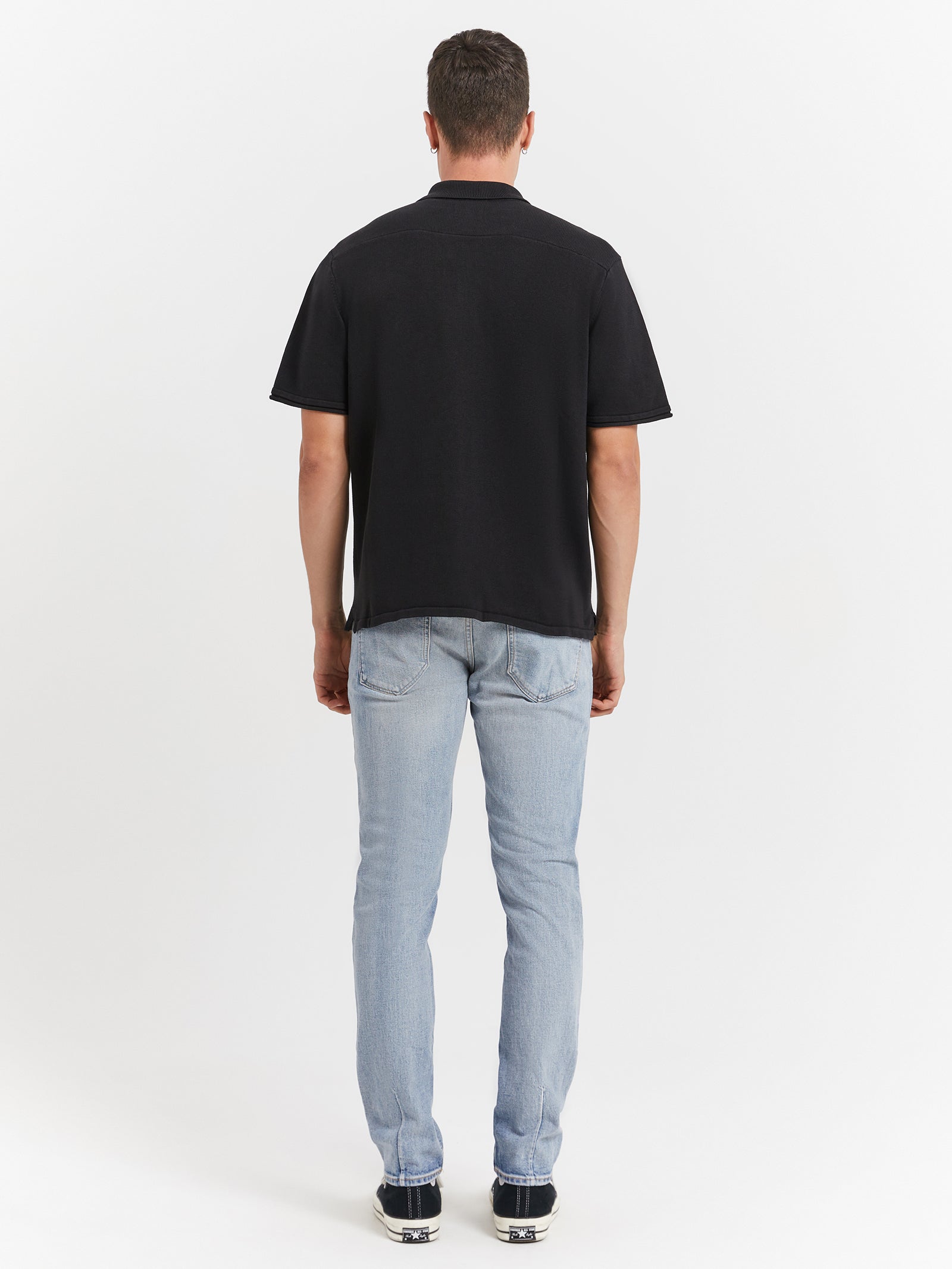 Saville Knit Short Sleeve Shirt in Black