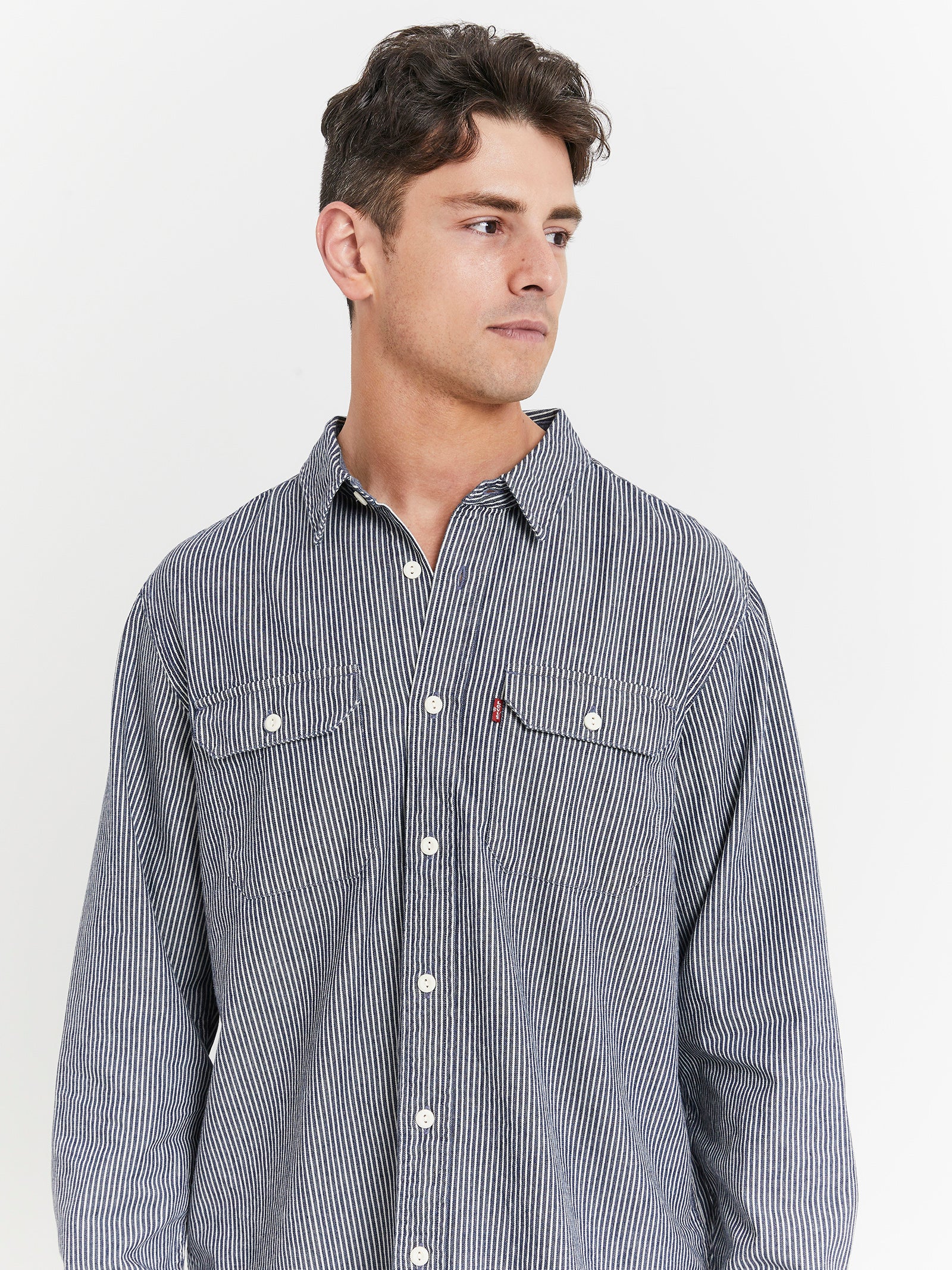 Classic Worker Workwear Shirt in Faded Blue