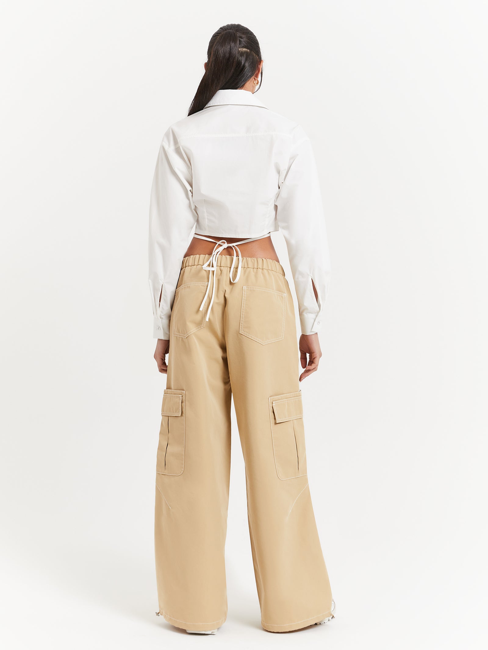 Pia Wide Leg Gathered Pants in Camel