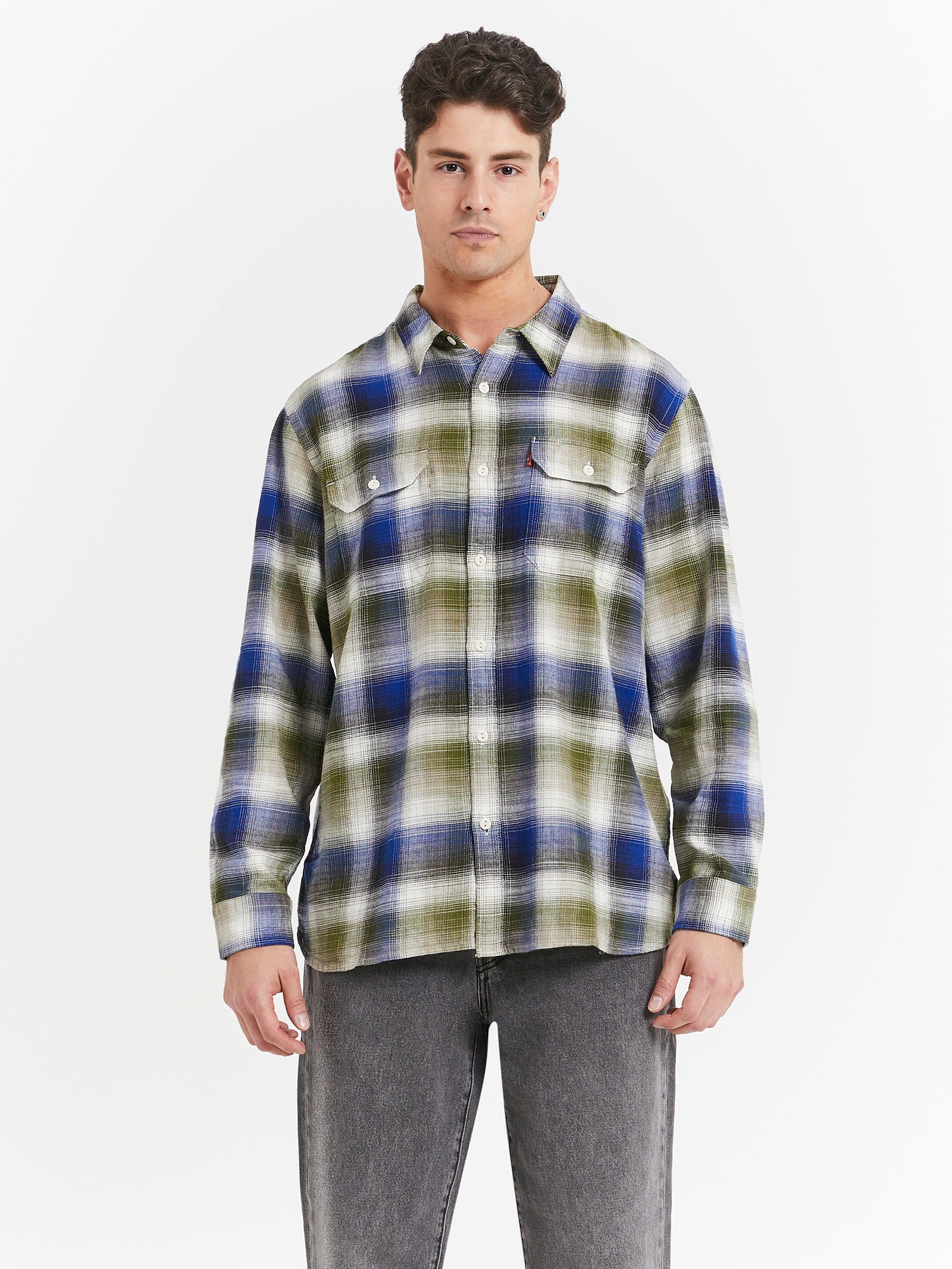 Jackson Worker Overshirt in Jonty Plaid Sea Moss